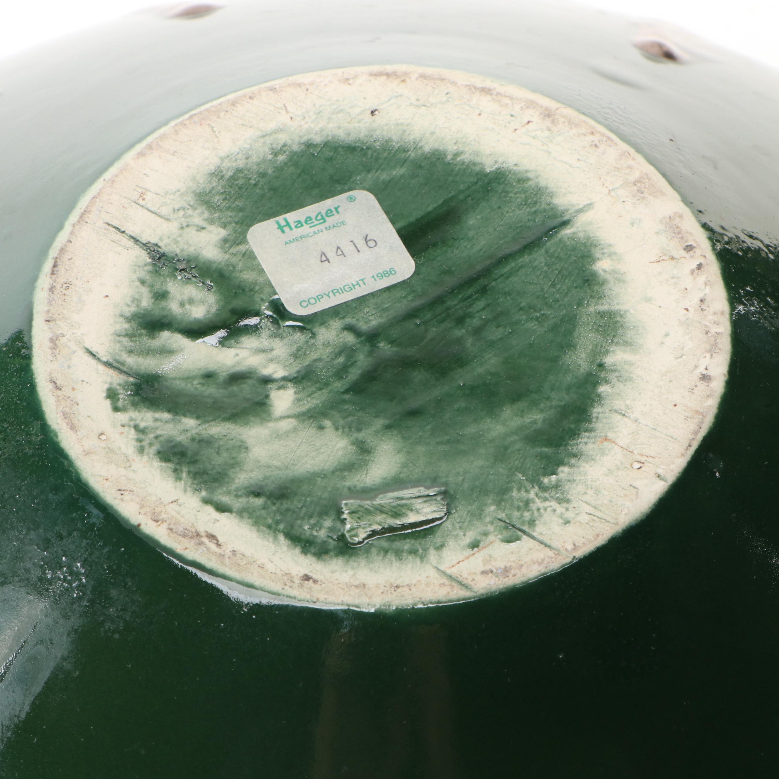 Haeger Green Metallic Ceramic Drip Vase, Late 20th Century