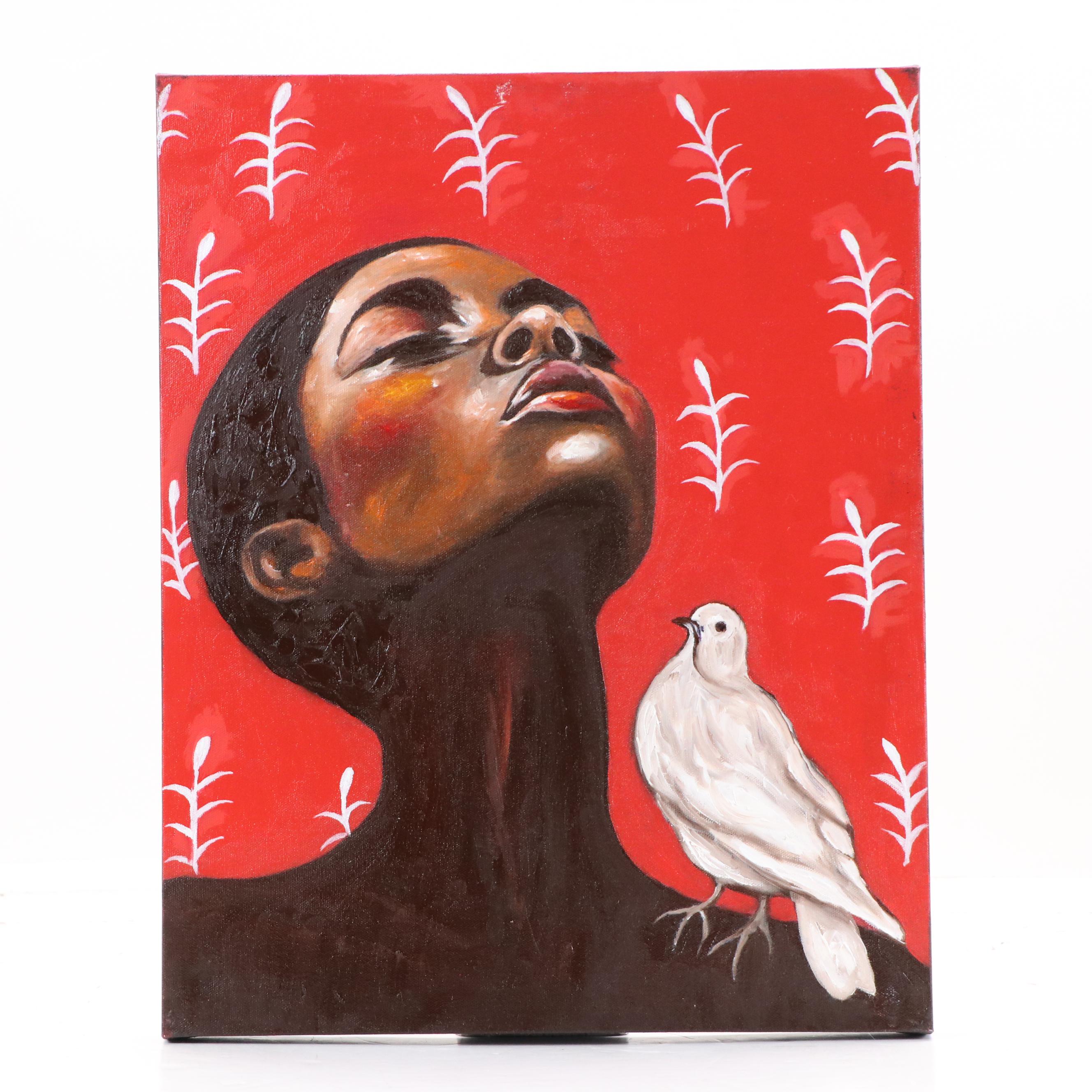 Oluwakemi Omowaire Oil Portrait Painting "Untitled", 21st Century