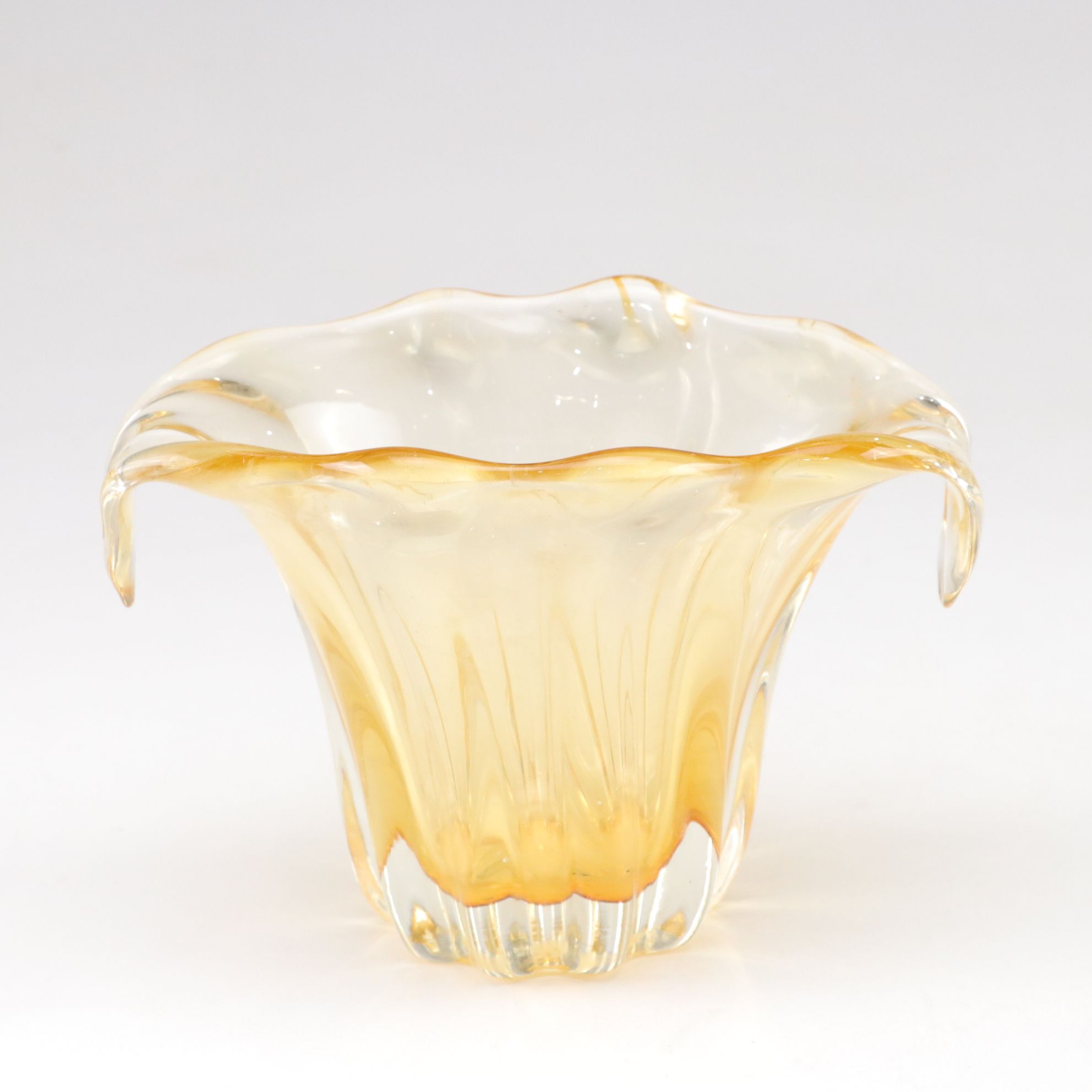 Pair of Blown Amber Glass Vases