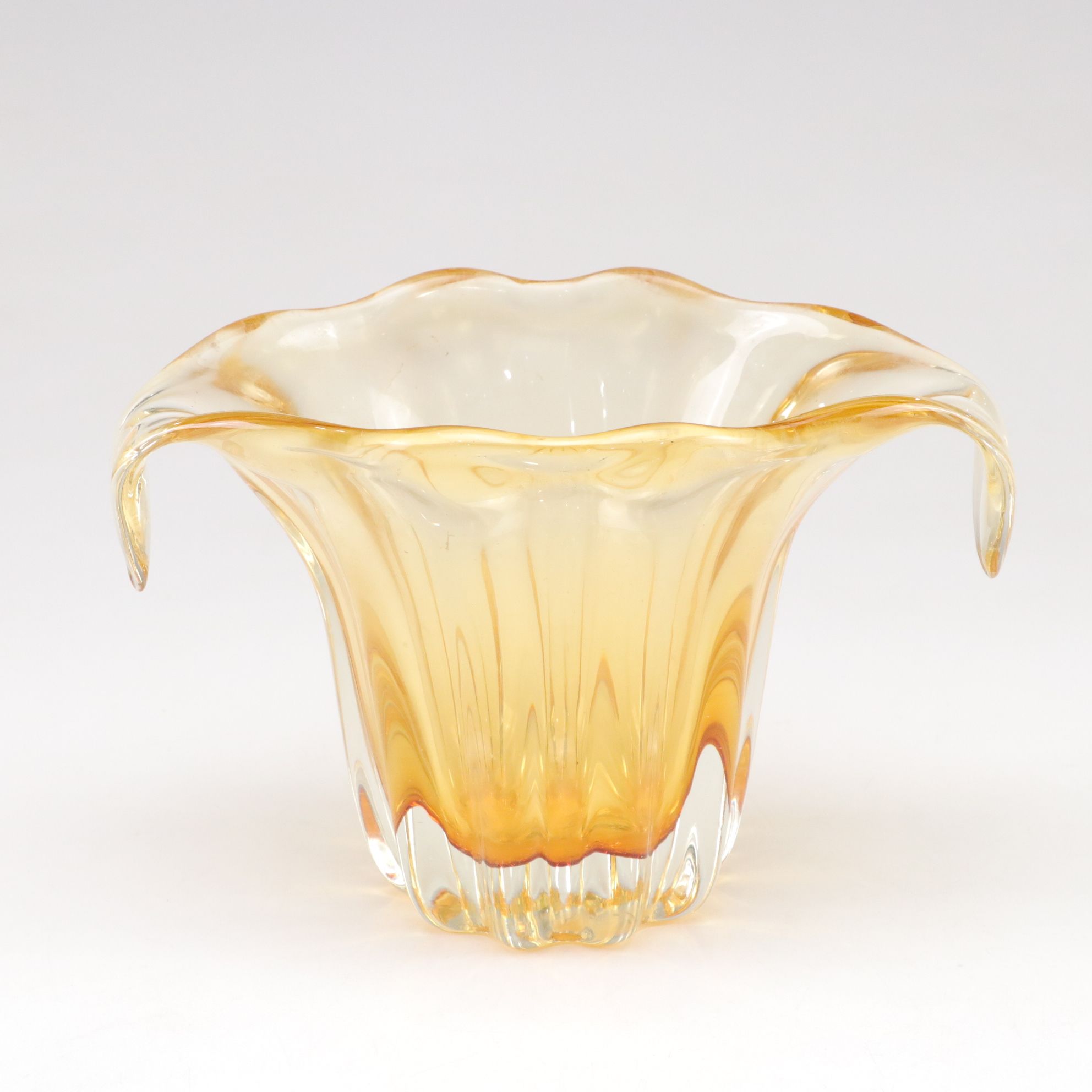 Pair of Blown Amber Glass Vases