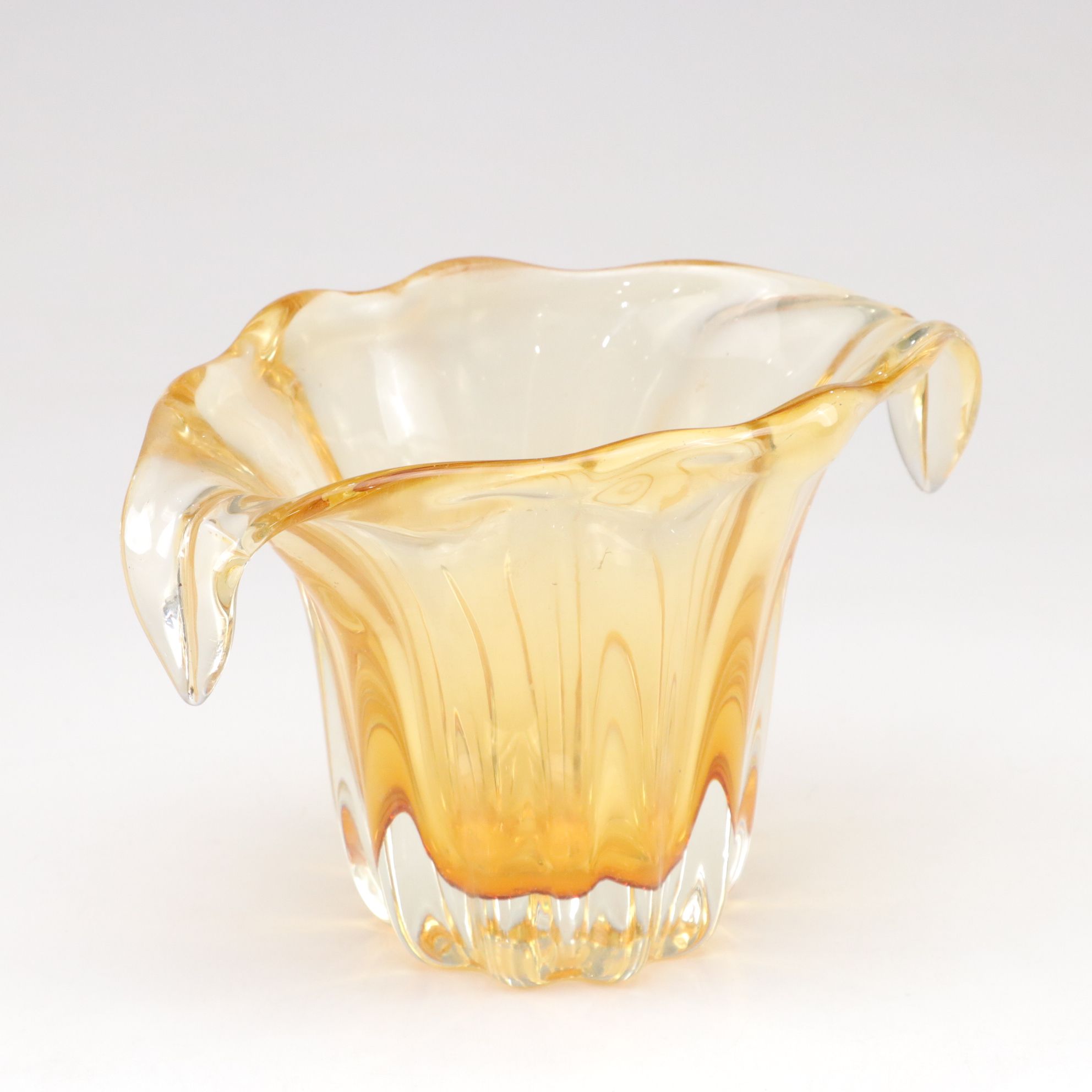 Pair of Blown Amber Glass Vases