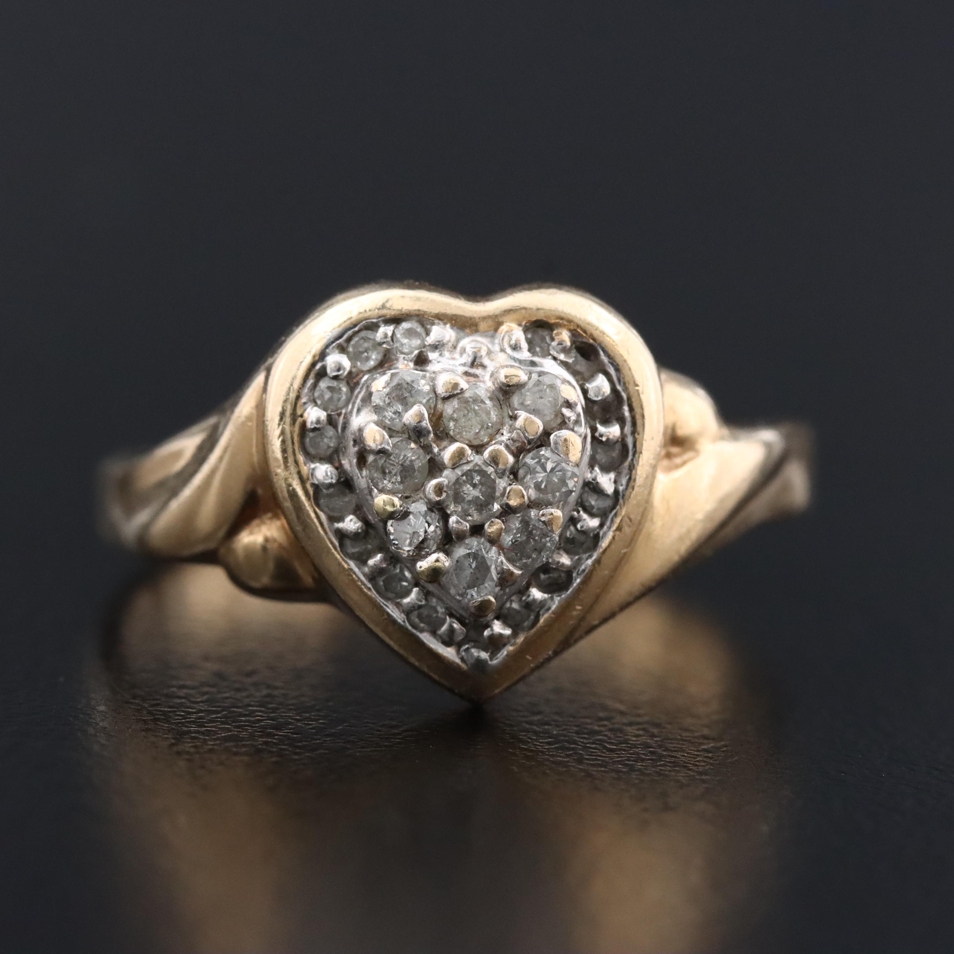 10K 0.28 CTW Diamond Heart Ring