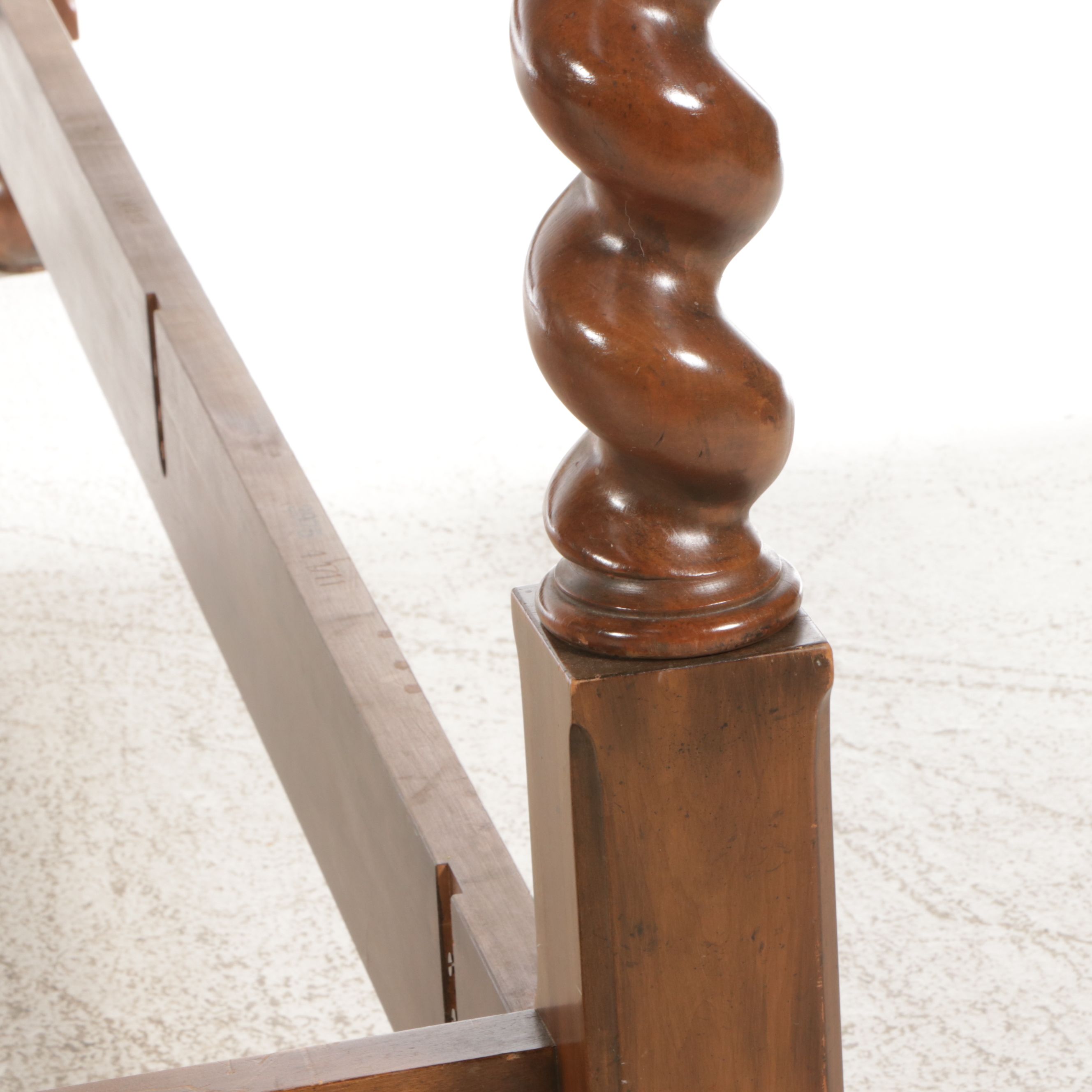 Baker Furniture Cherry Barley Twist Four-Poster Texas King Size Bed Frame