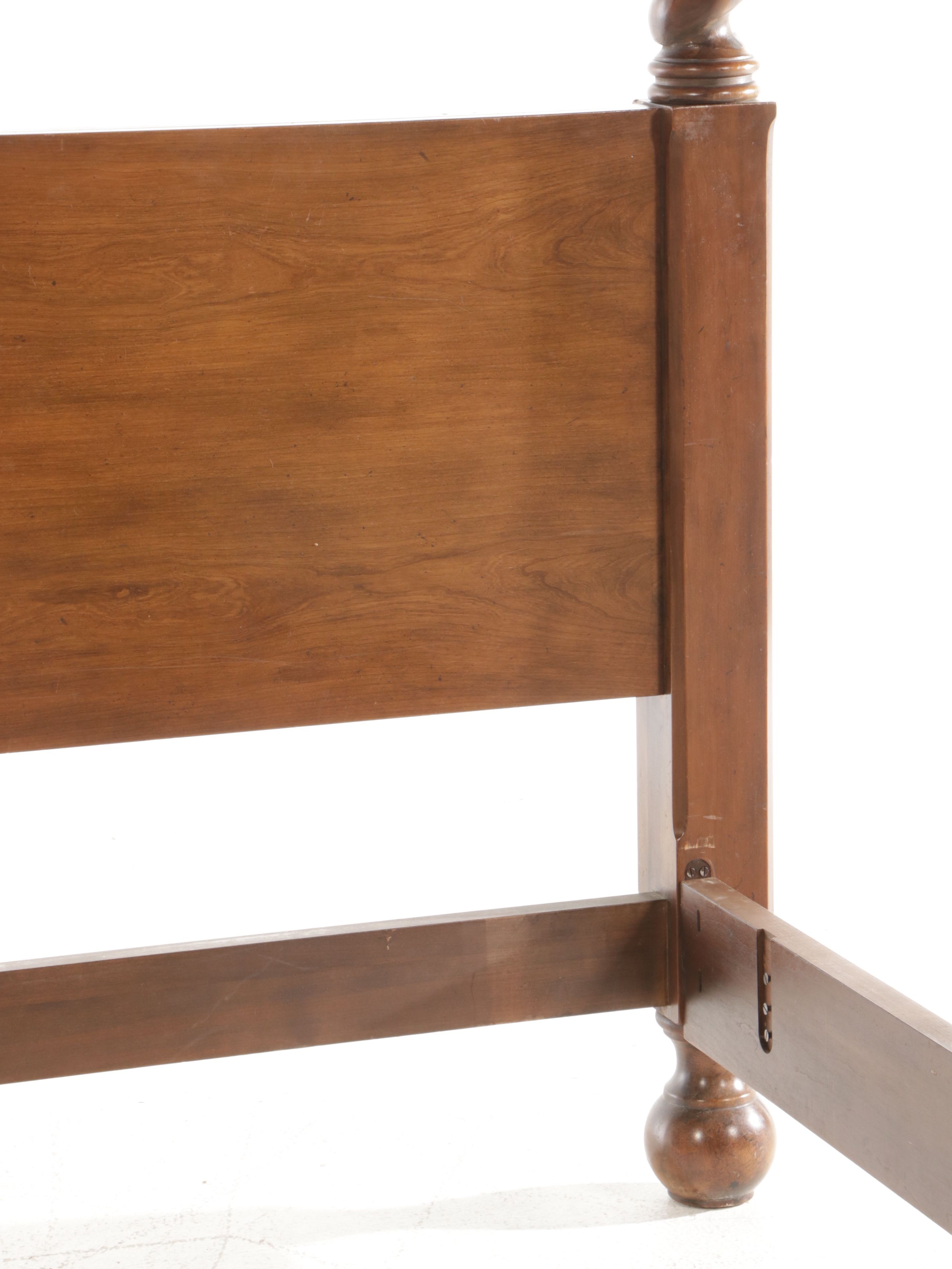 Baker Furniture Cherry Barley Twist Four-Poster Texas King Size Bed Frame