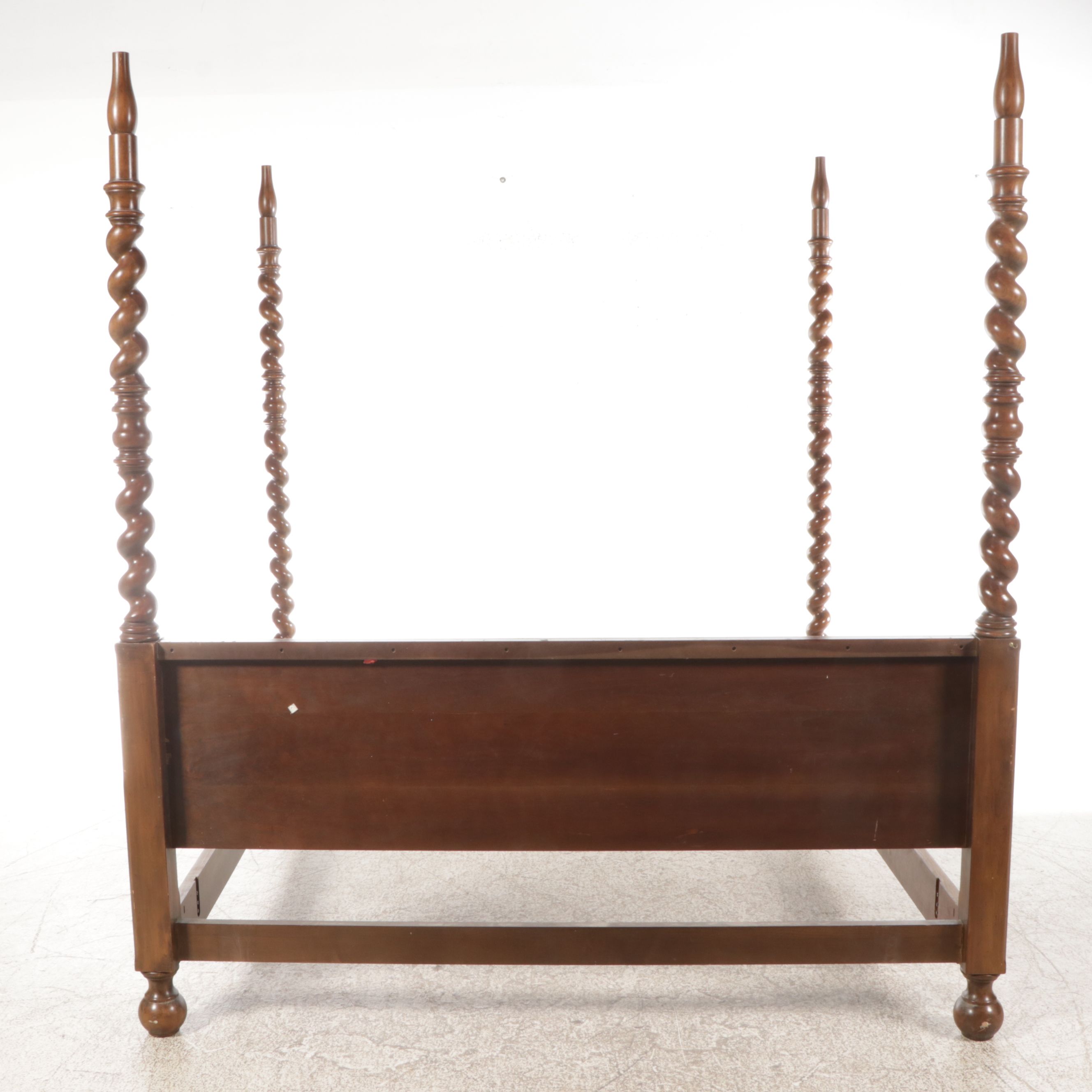 Baker Furniture Cherry Barley Twist Four-Poster Texas King Size Bed Frame