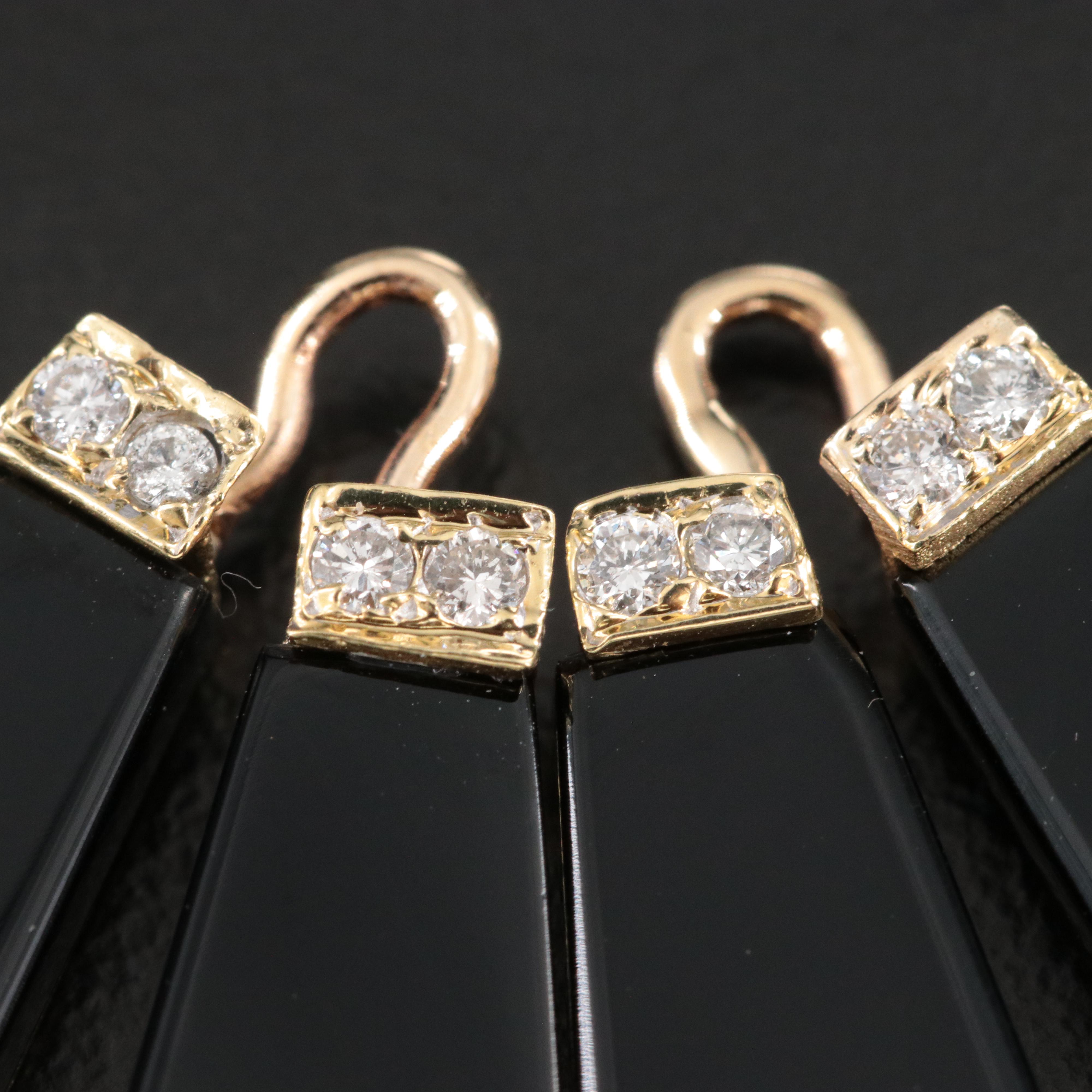 14K Black Onyx and 0.48 CTW Diamond Earring Enhancers
