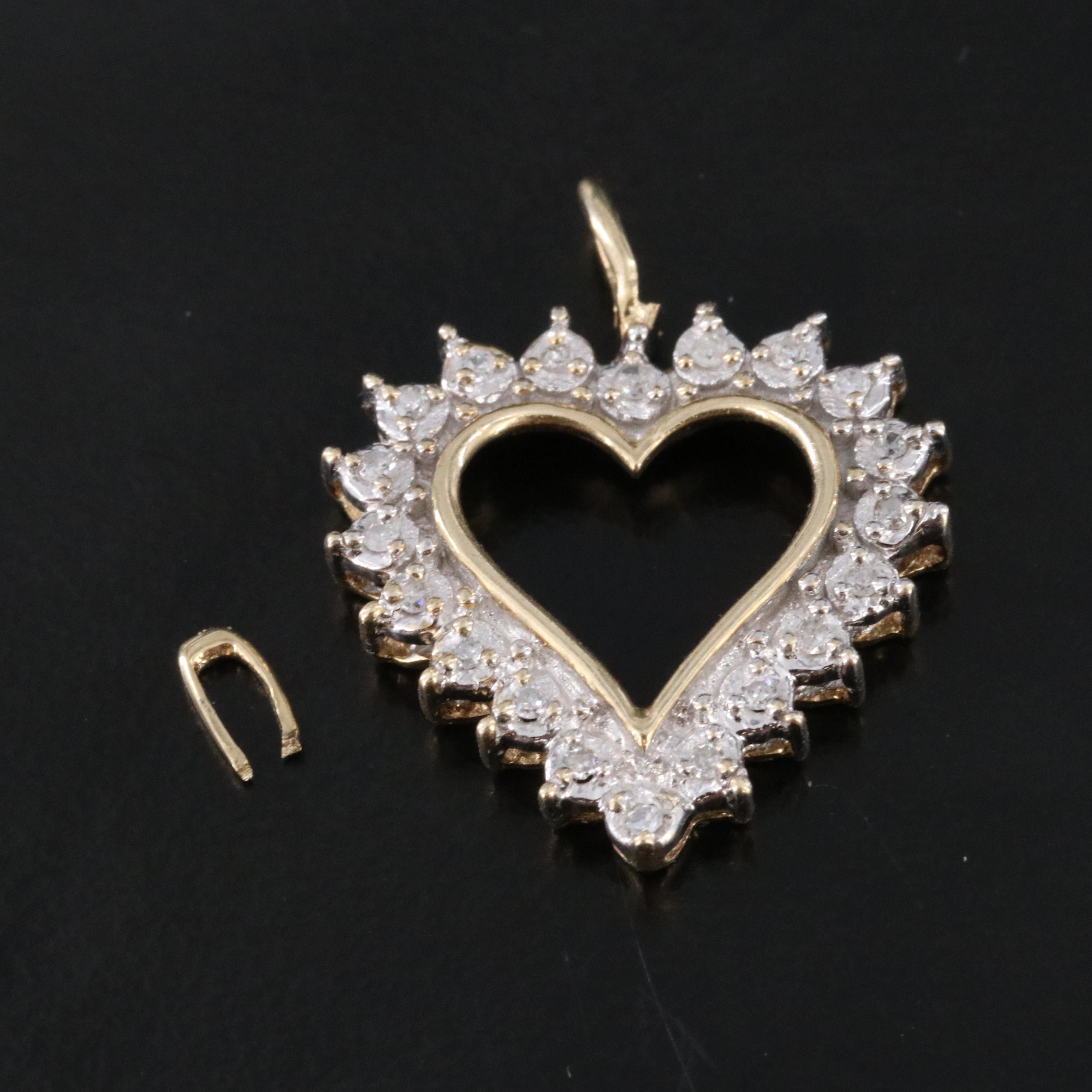 10K 0.10 CTW Diamond Heart Pendant