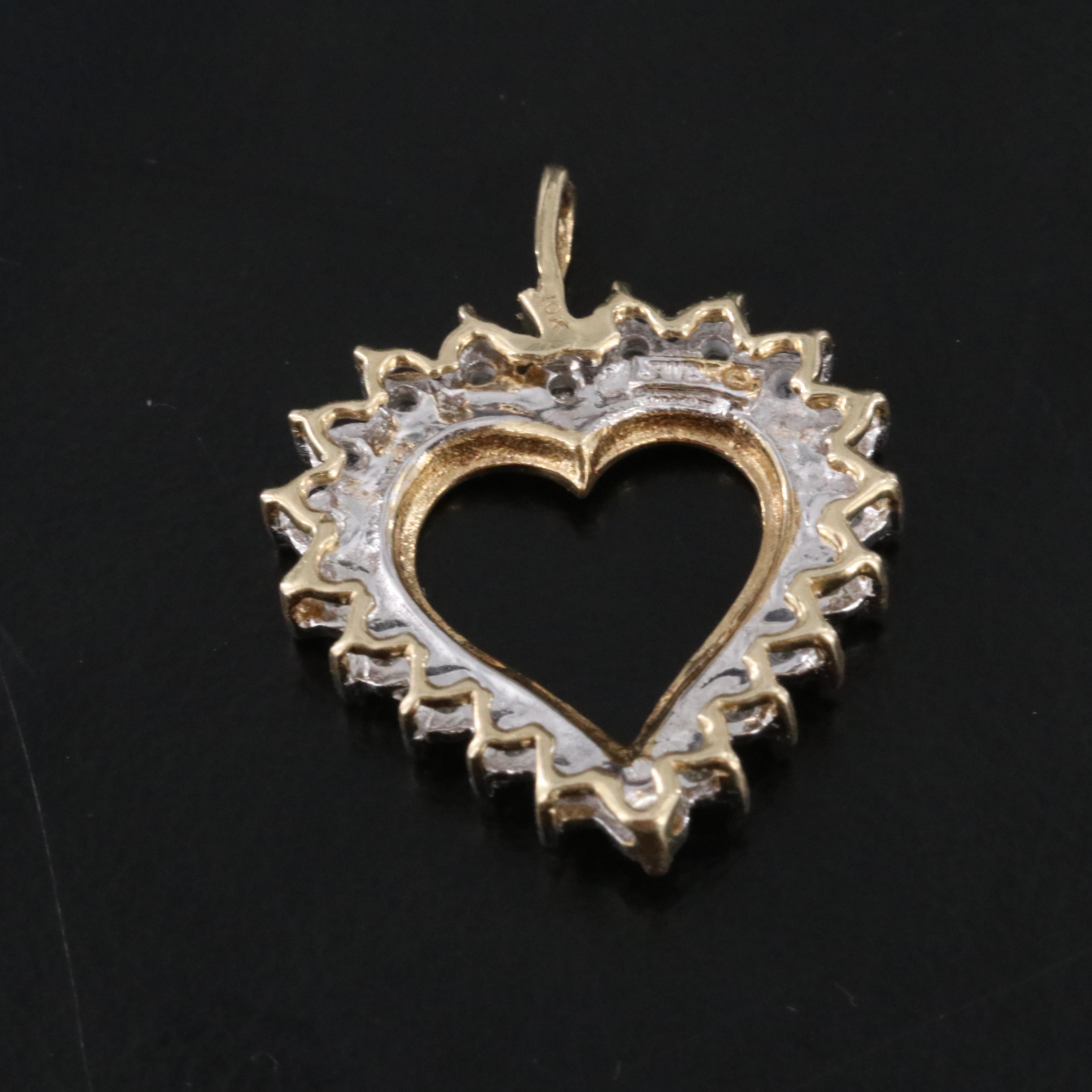10K 0.10 CTW Diamond Heart Pendant
