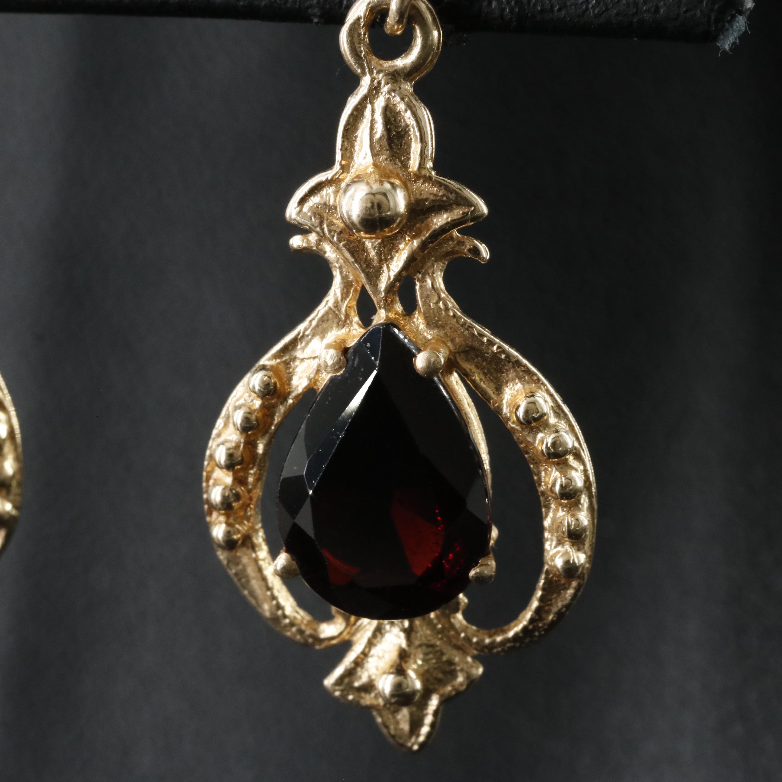 14K Garnet Fleur-de-Lis Earrings