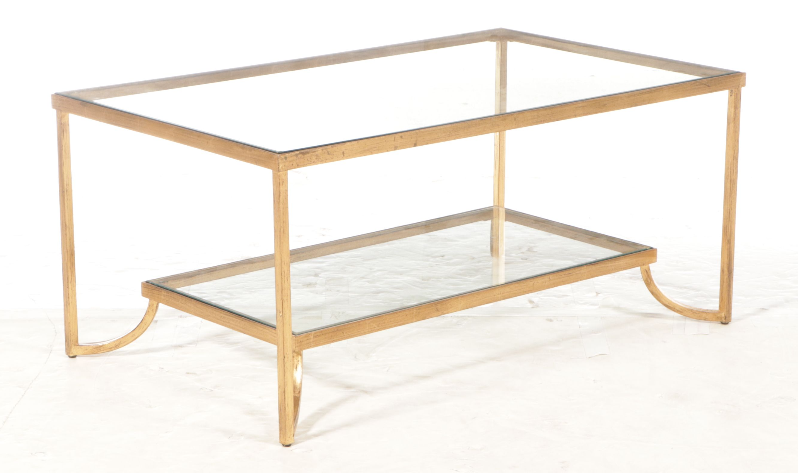 Uttermost "Katina" Gilt Iron and Glass Coffee Table with Gallery Shelf