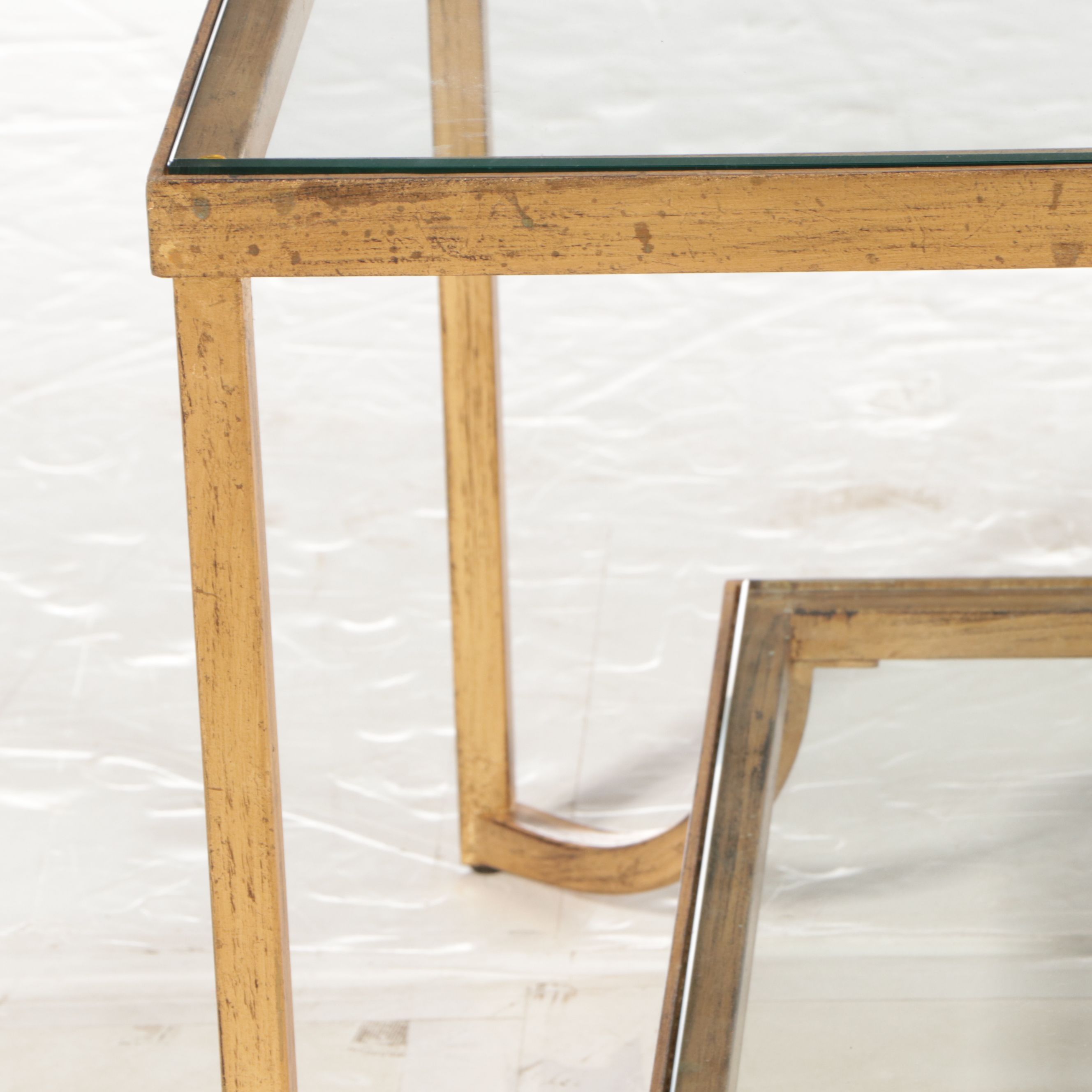 Uttermost "Katina" Gilt Iron and Glass Coffee Table with Gallery Shelf