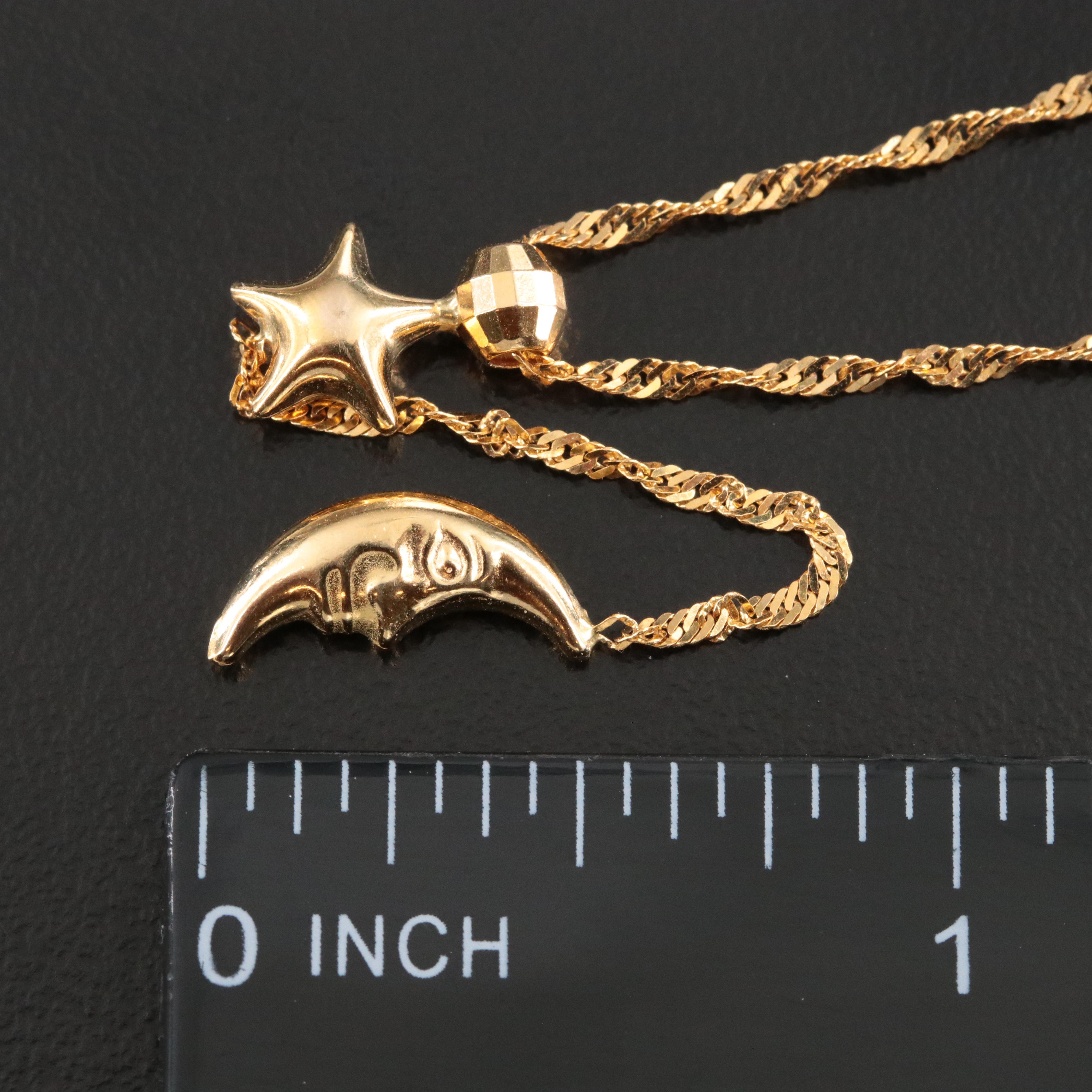14K Moon and Star Necklace