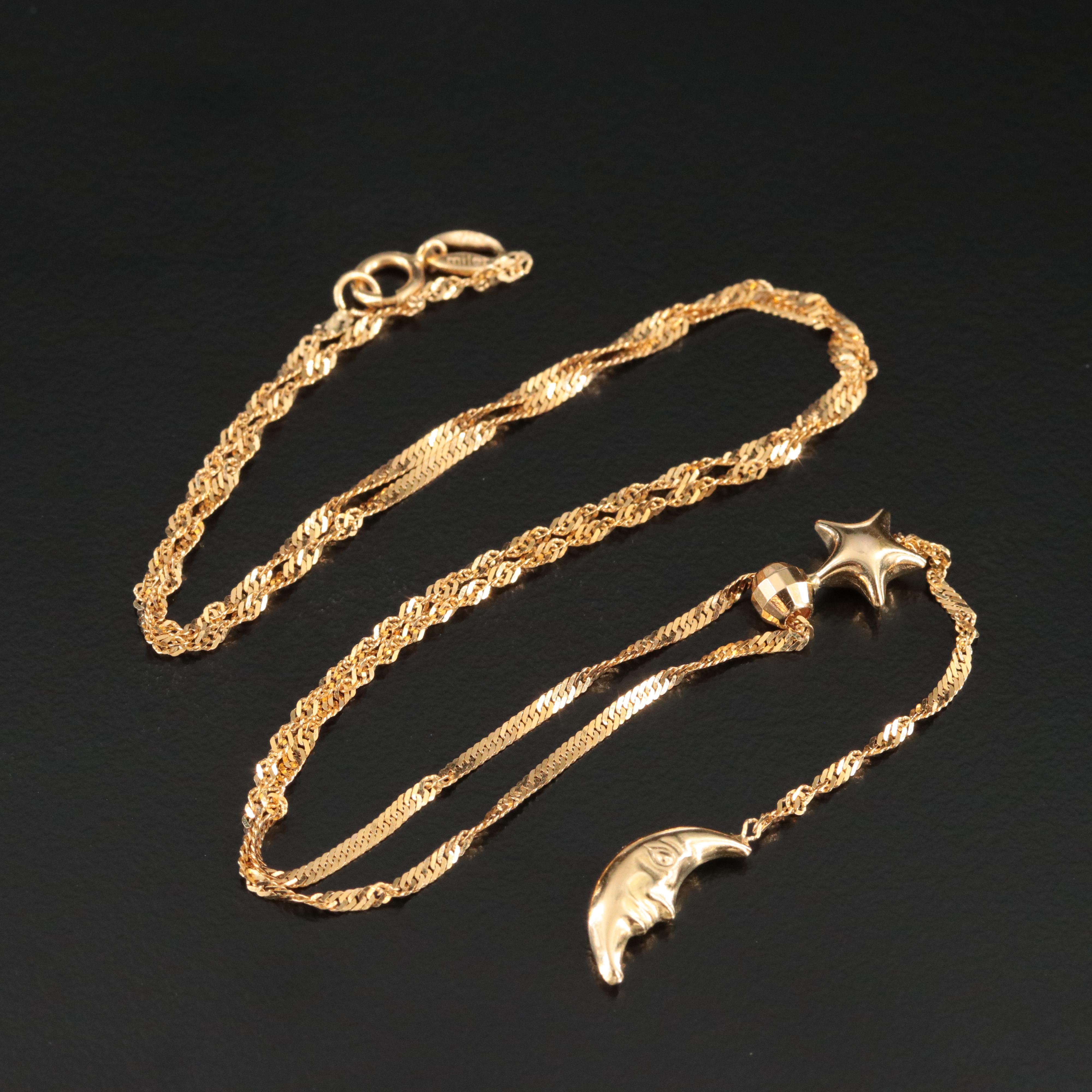 14K Moon and Star Necklace