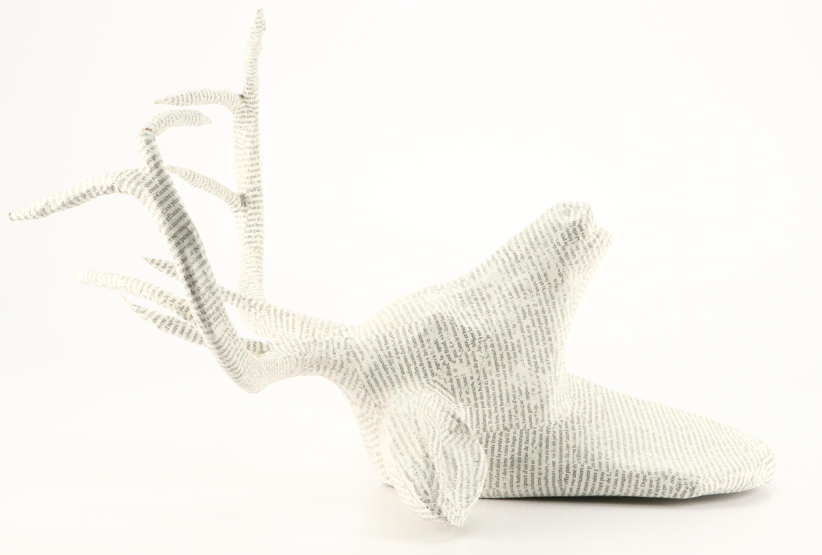 Papier-Mâché French Print Stag Head with Antler Wall Coat and Hat Rack