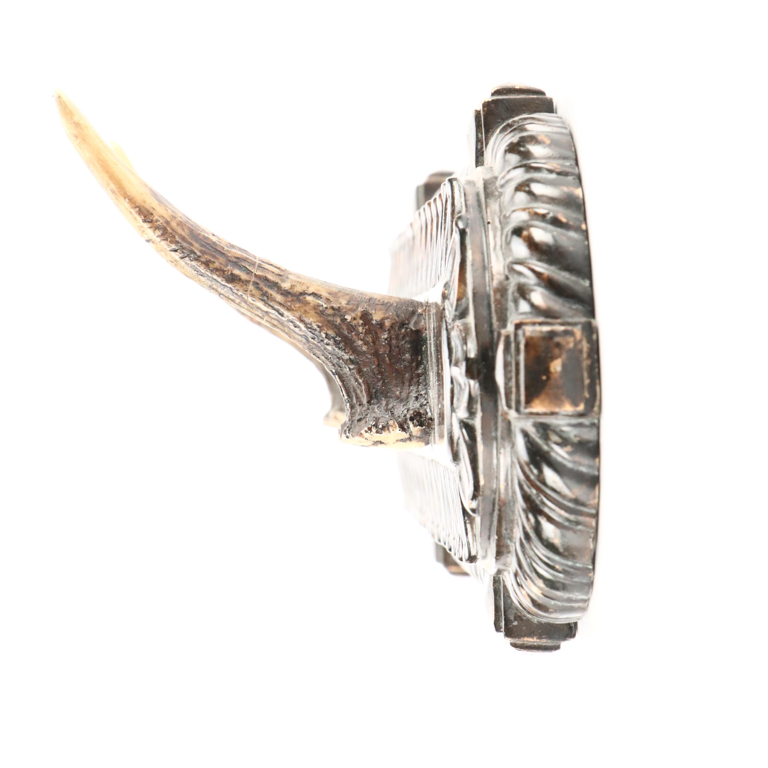 Papier-Mâché French Print Stag Head with Antler Wall Coat and Hat Rack