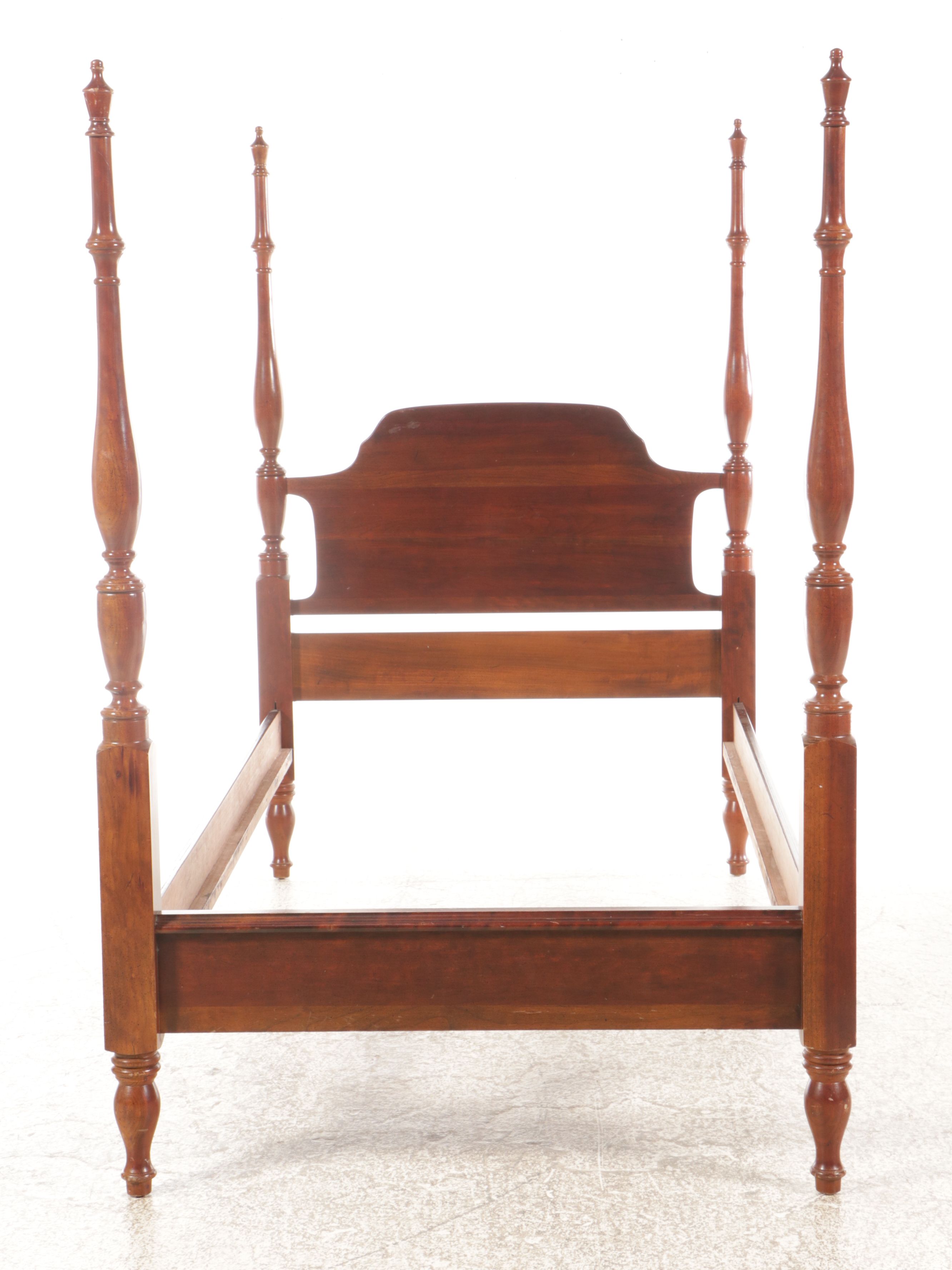 Federal Style Cherry Four-Poster Twin Size Bed Frame, 20th Century