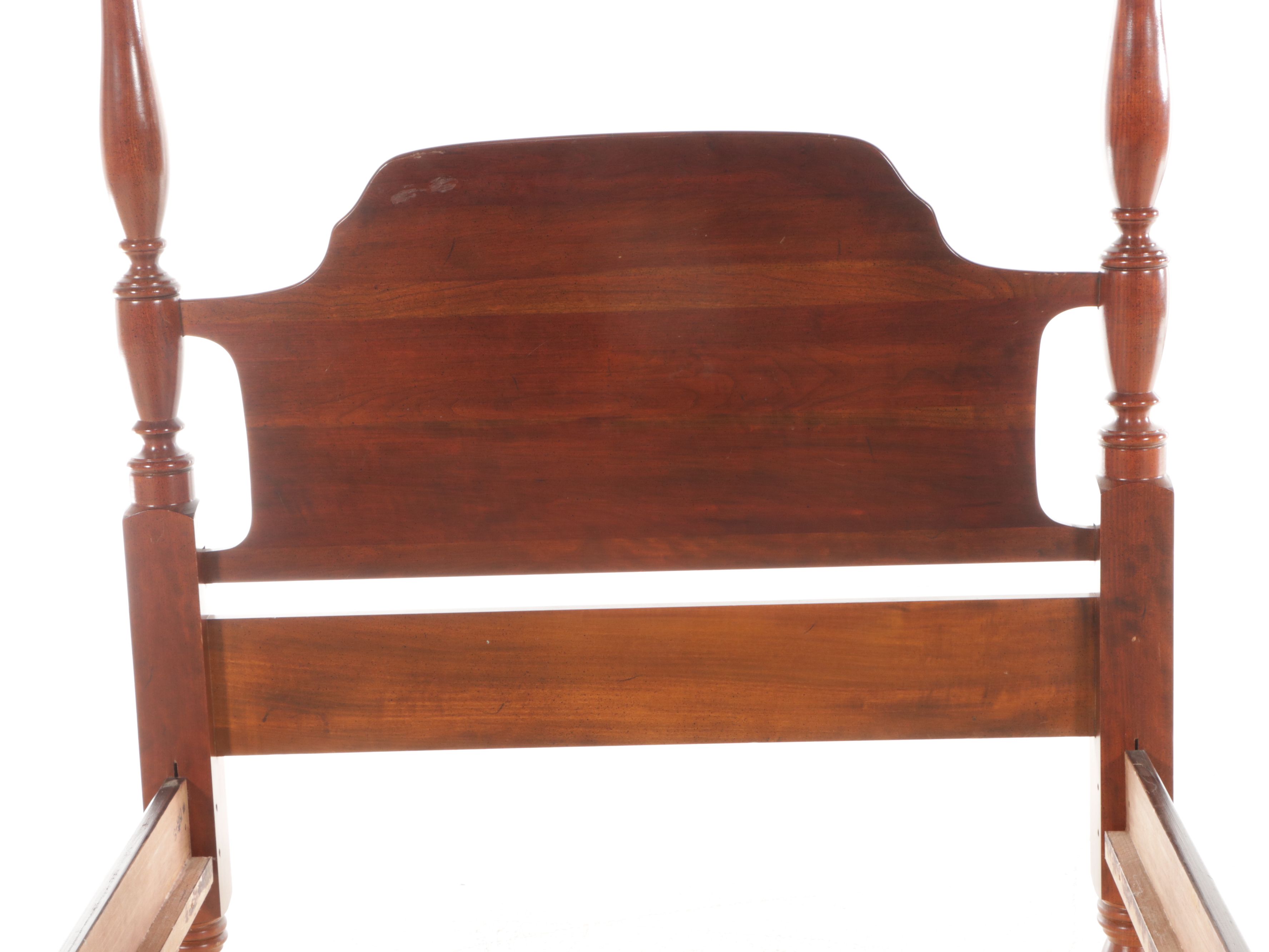 Federal Style Cherry Four-Poster Twin Size Bed Frame, 20th Century