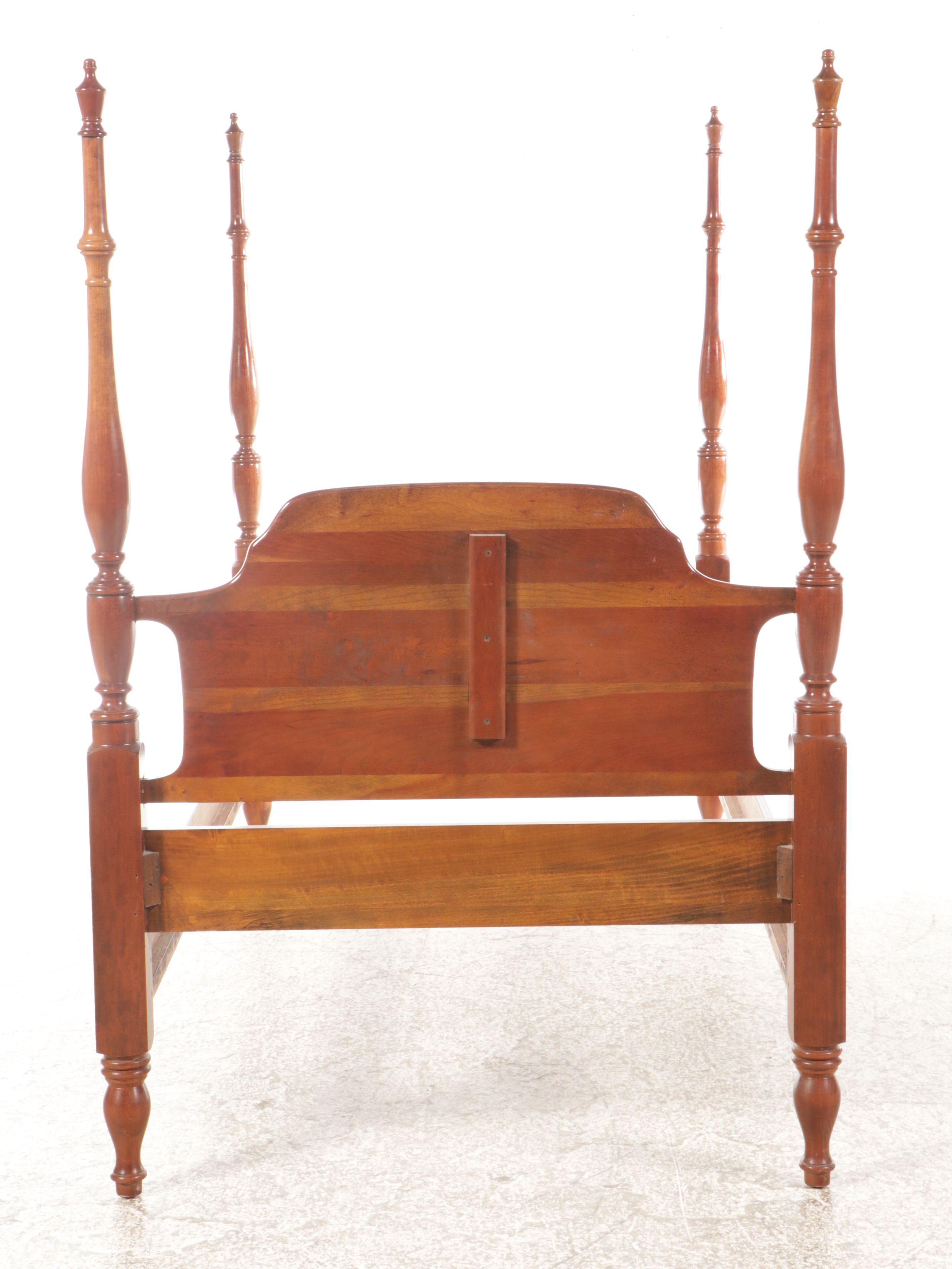 Federal Style Cherry Four-Poster Twin Size Bed Frame, 20th Century