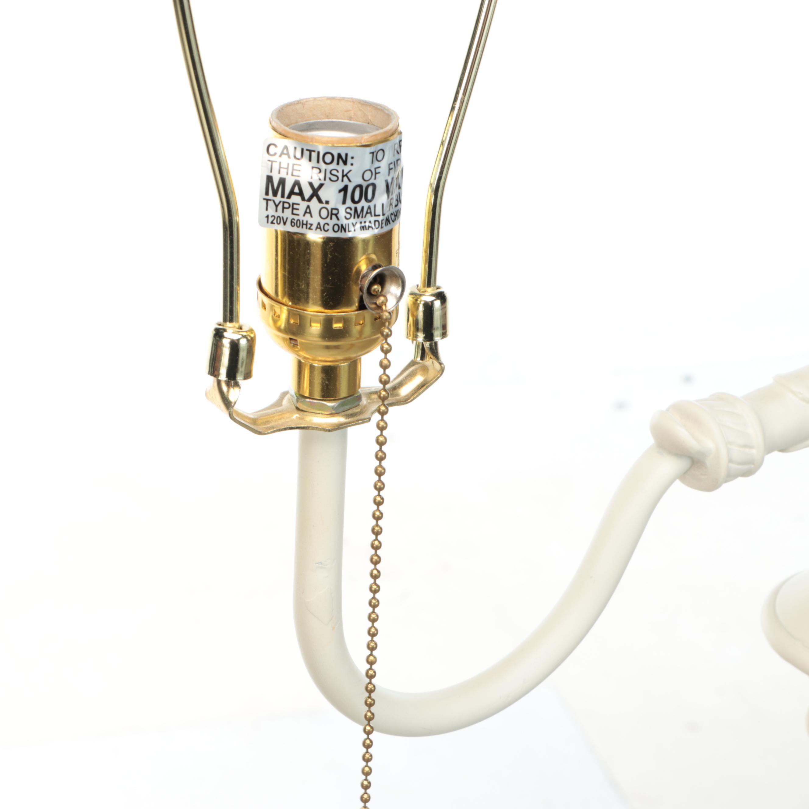 Victorian Style White Matte Painted Metal Floor Lamp with Floral Fabric Shade