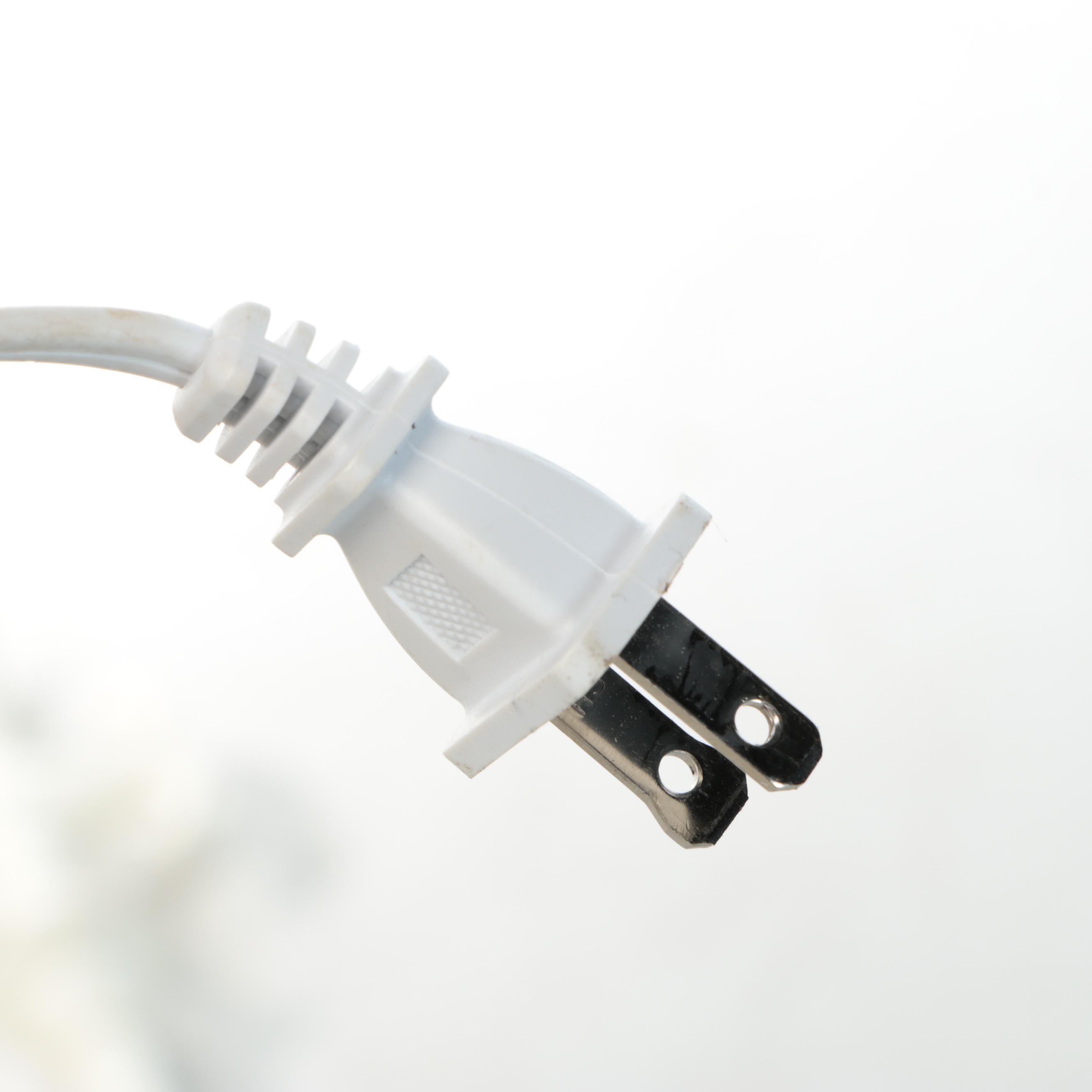 Victorian Style White Matte Painted Metal Floor Lamp with Floral Fabric Shade