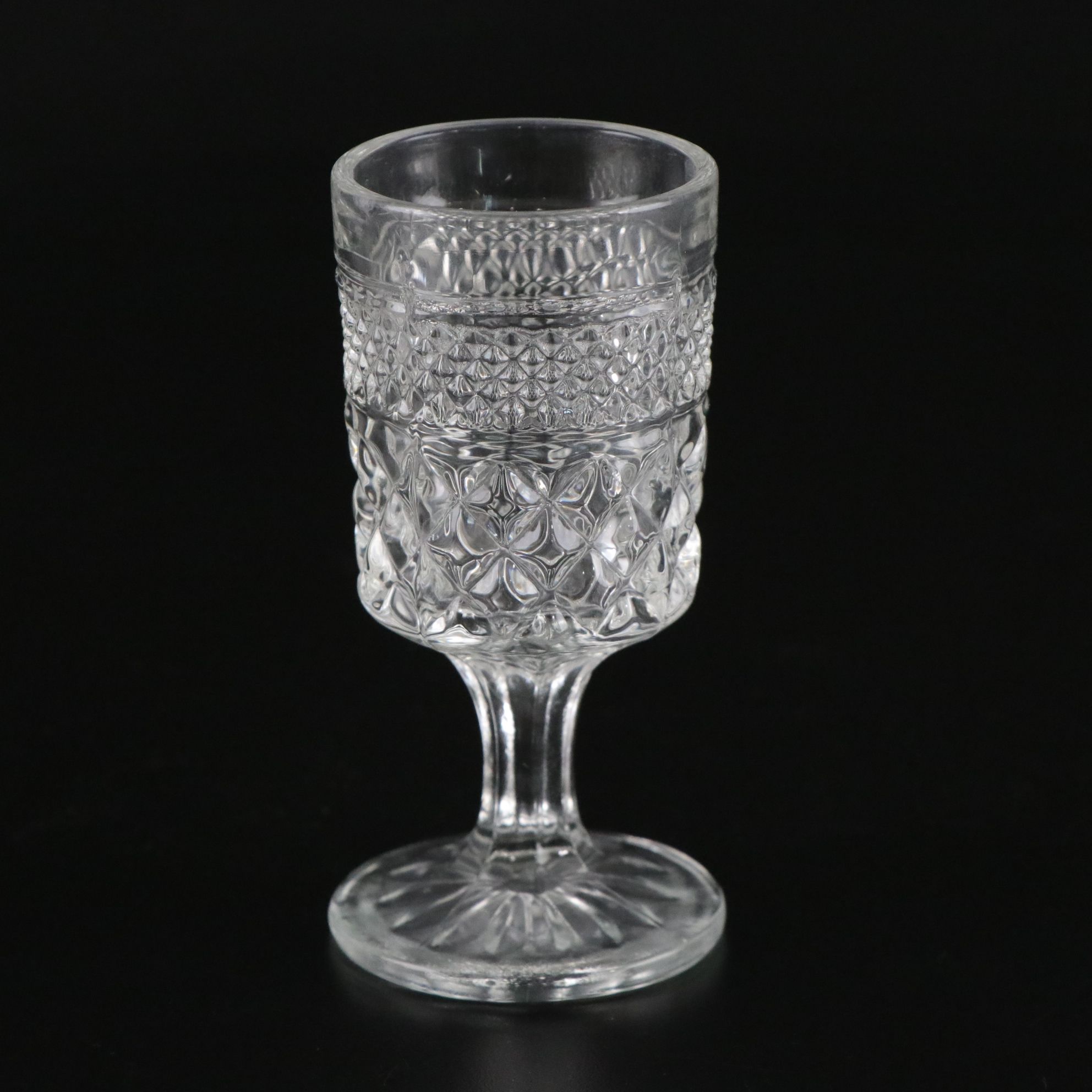 Anchor Hocking "Wexford" Pressed Glass Decanter and Cordial Glasses