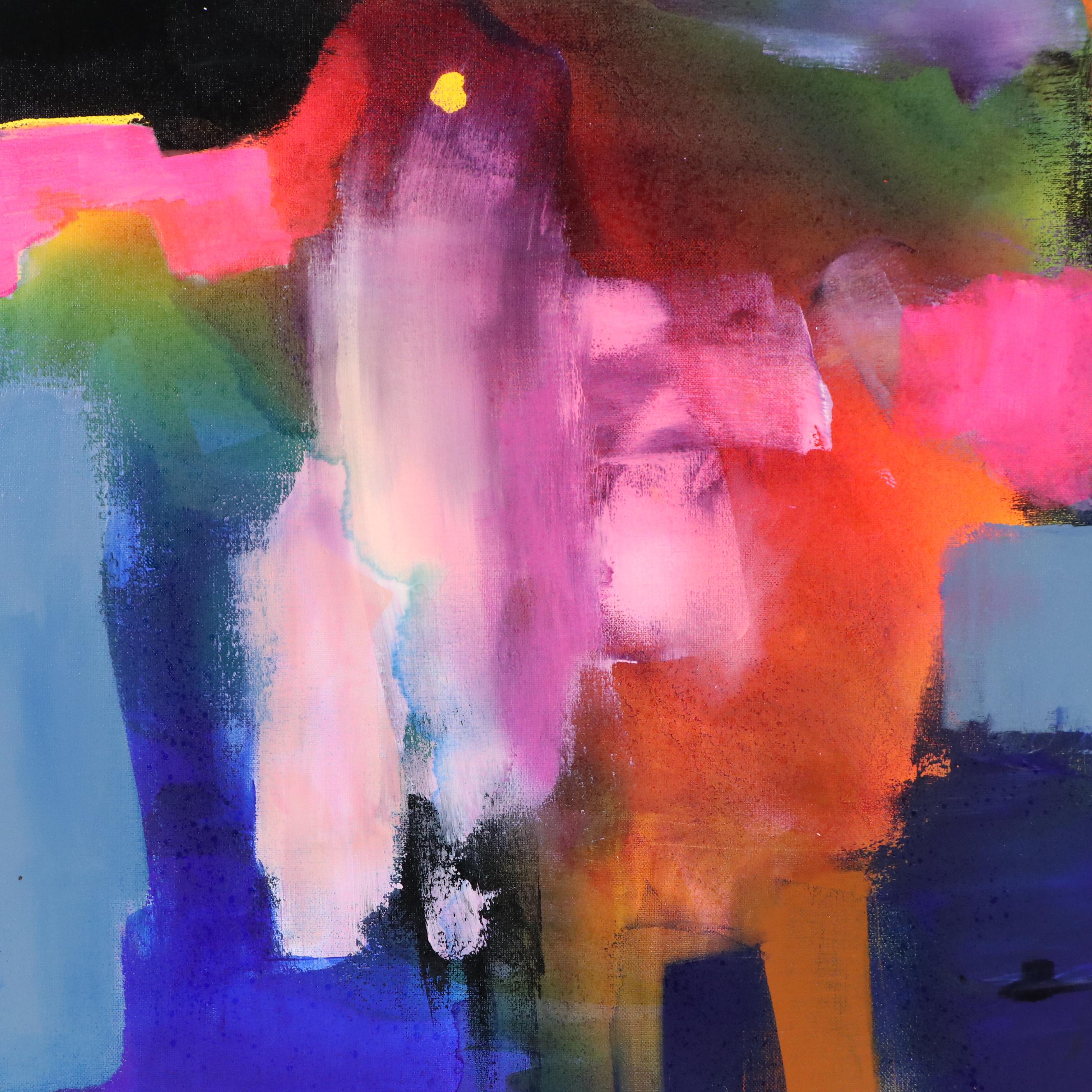 Milagros Pongo Abstract Mixed Media Painting "Rainwow," 21st Century