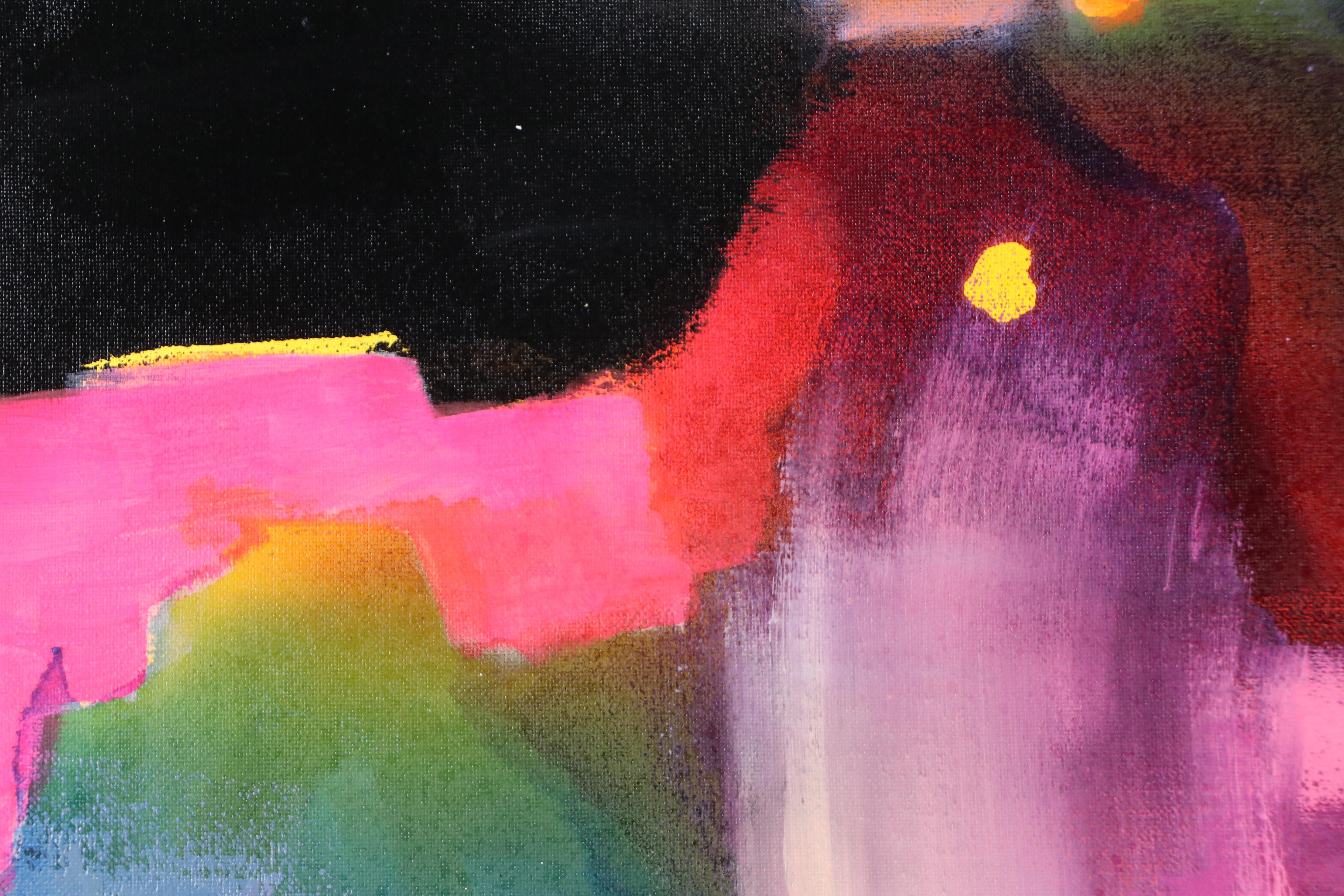 Milagros Pongo Abstract Mixed Media Painting "Rainwow," 21st Century