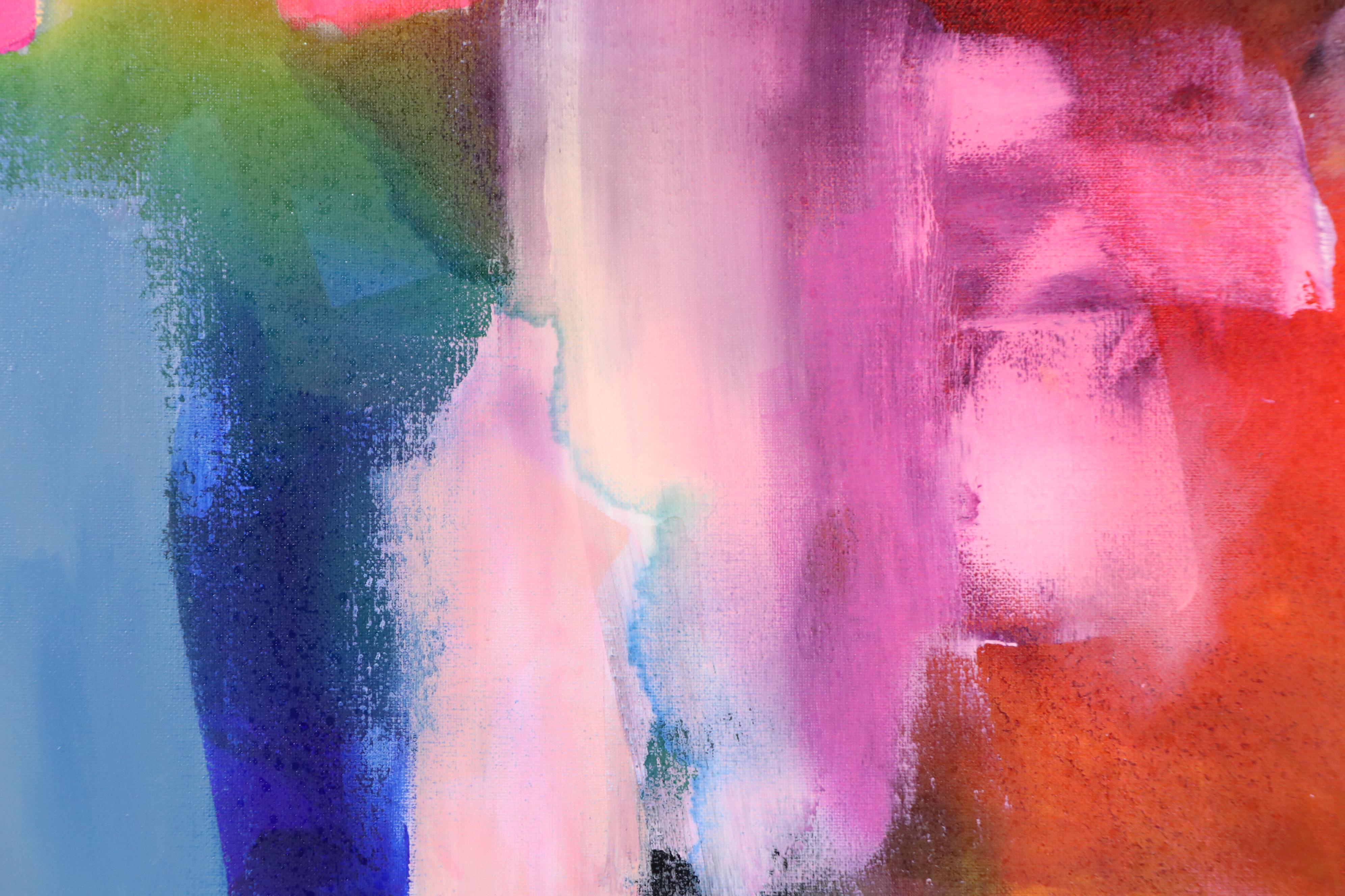 Milagros Pongo Abstract Mixed Media Painting "Rainwow," 21st Century