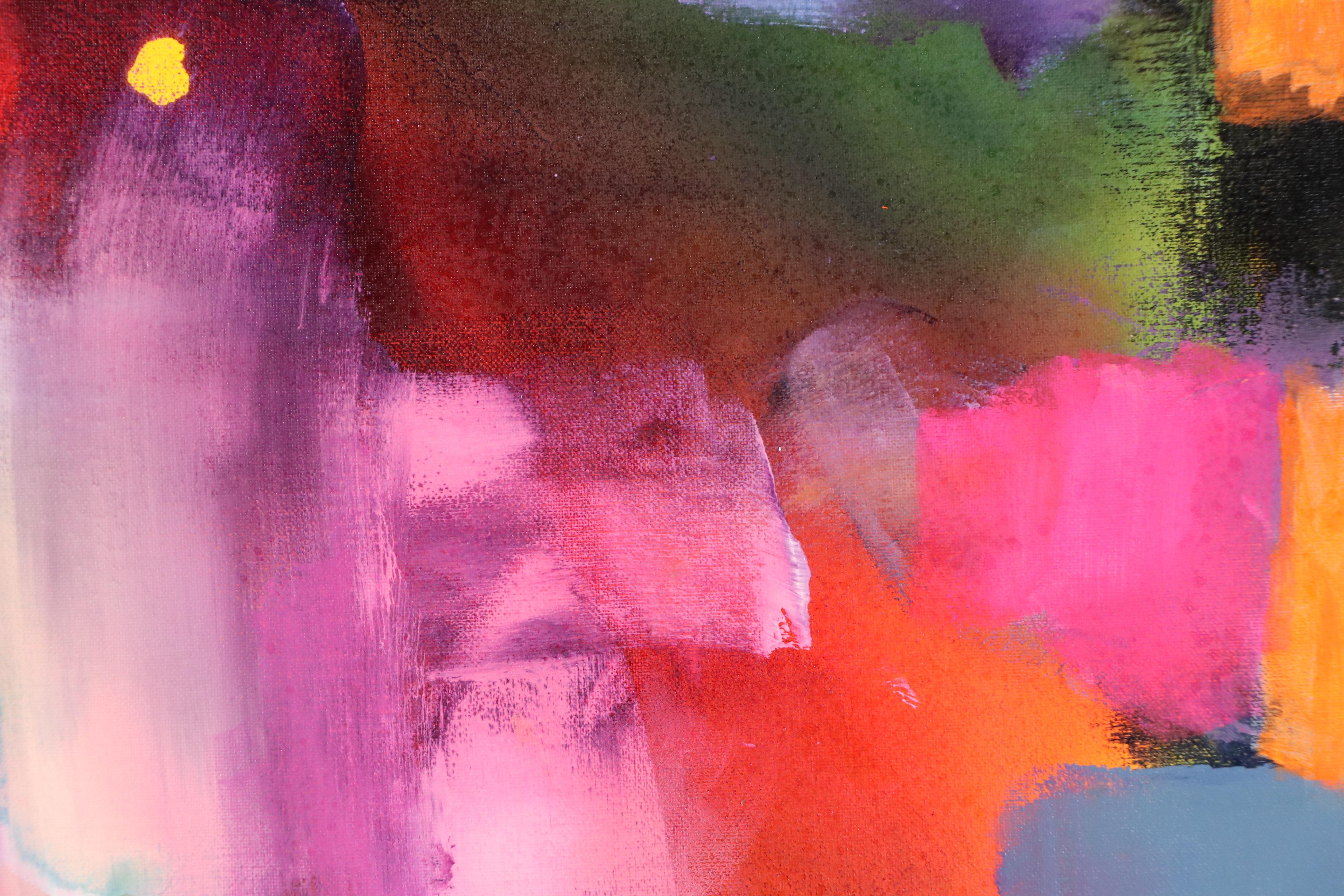 Milagros Pongo Abstract Mixed Media Painting "Rainwow," 21st Century