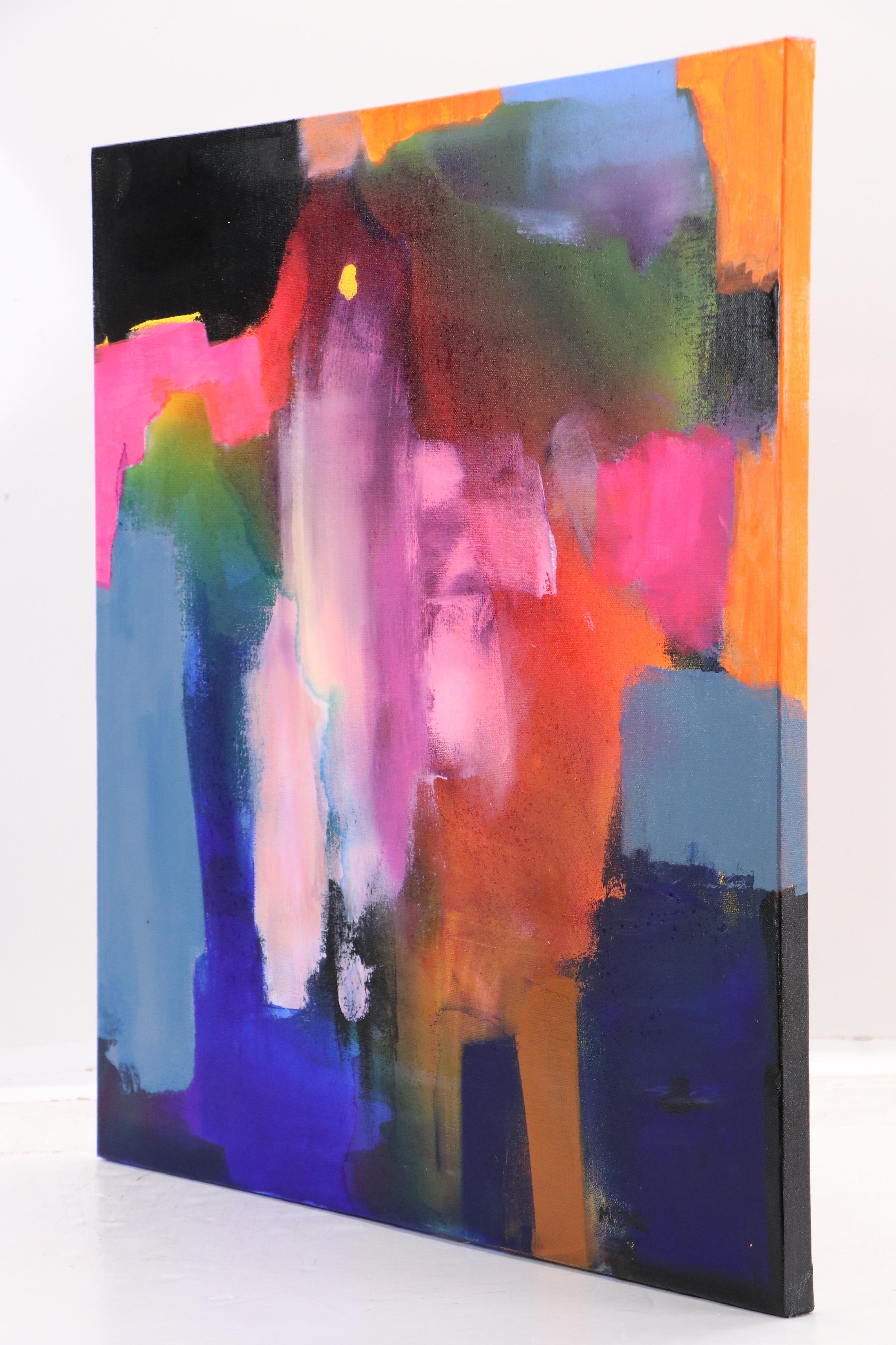 Milagros Pongo Abstract Mixed Media Painting "Rainwow," 21st Century