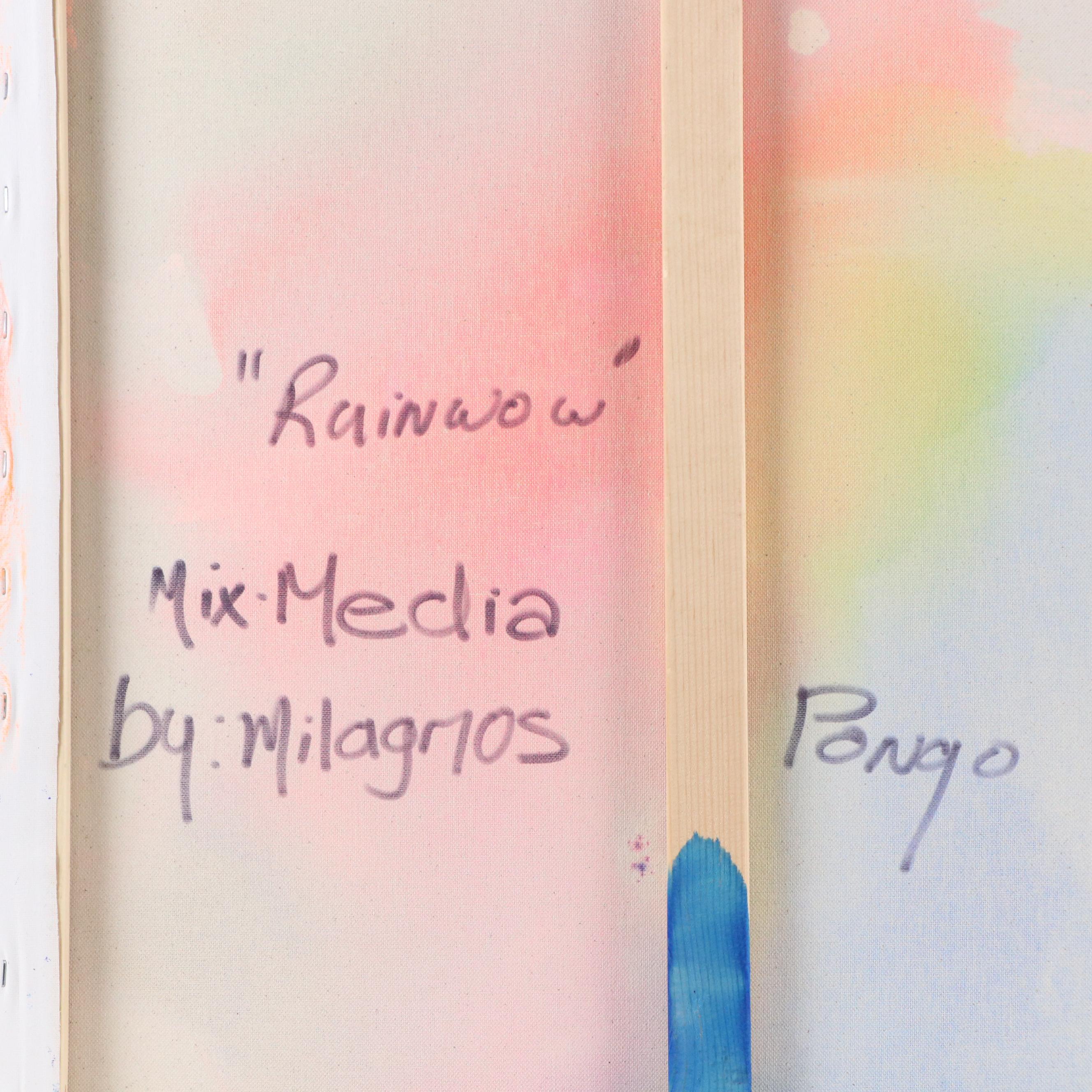 Milagros Pongo Abstract Mixed Media Painting "Rainwow," 21st Century