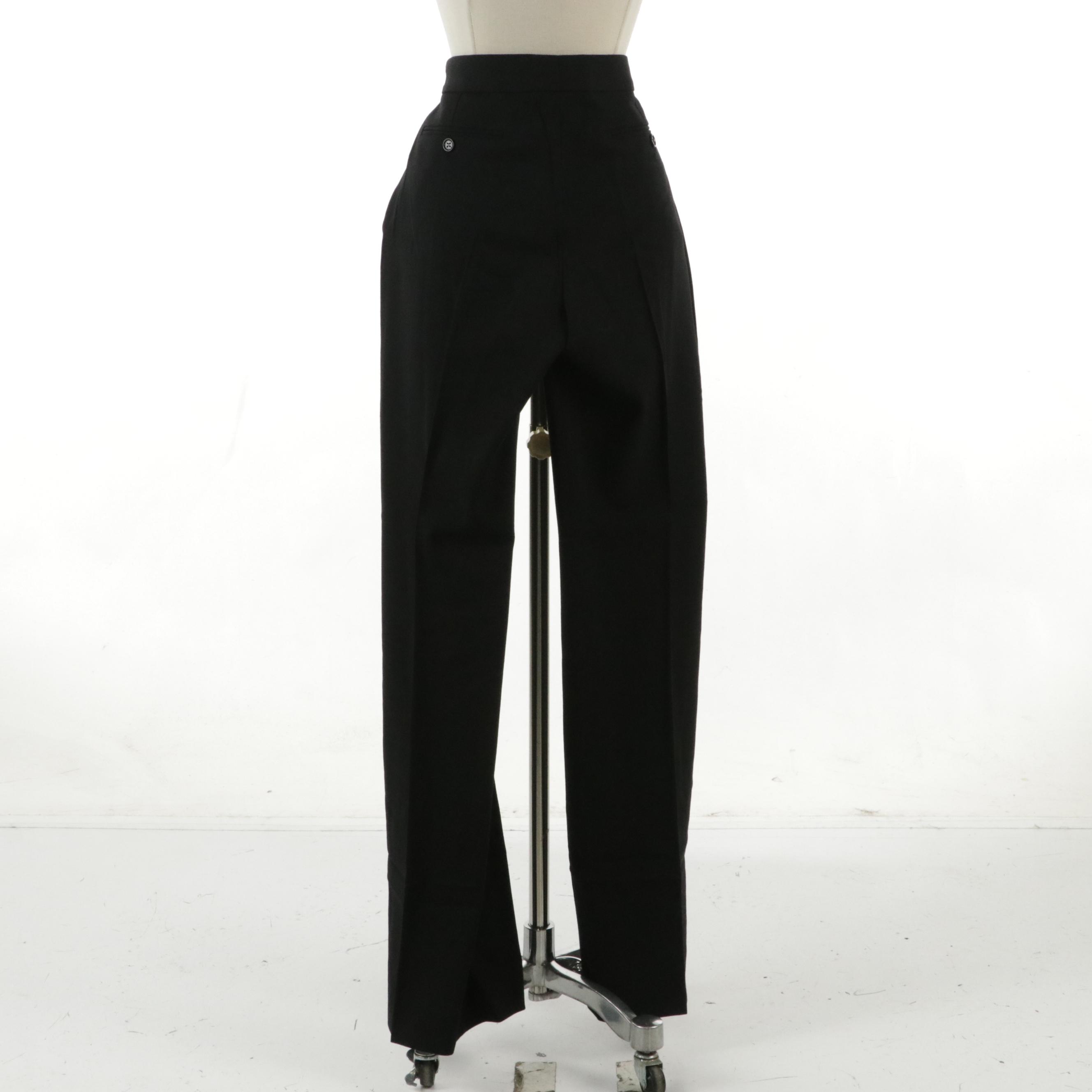 Dolce & Gabbana Black Wool Blend Straight-Leg Trousers, With Tag