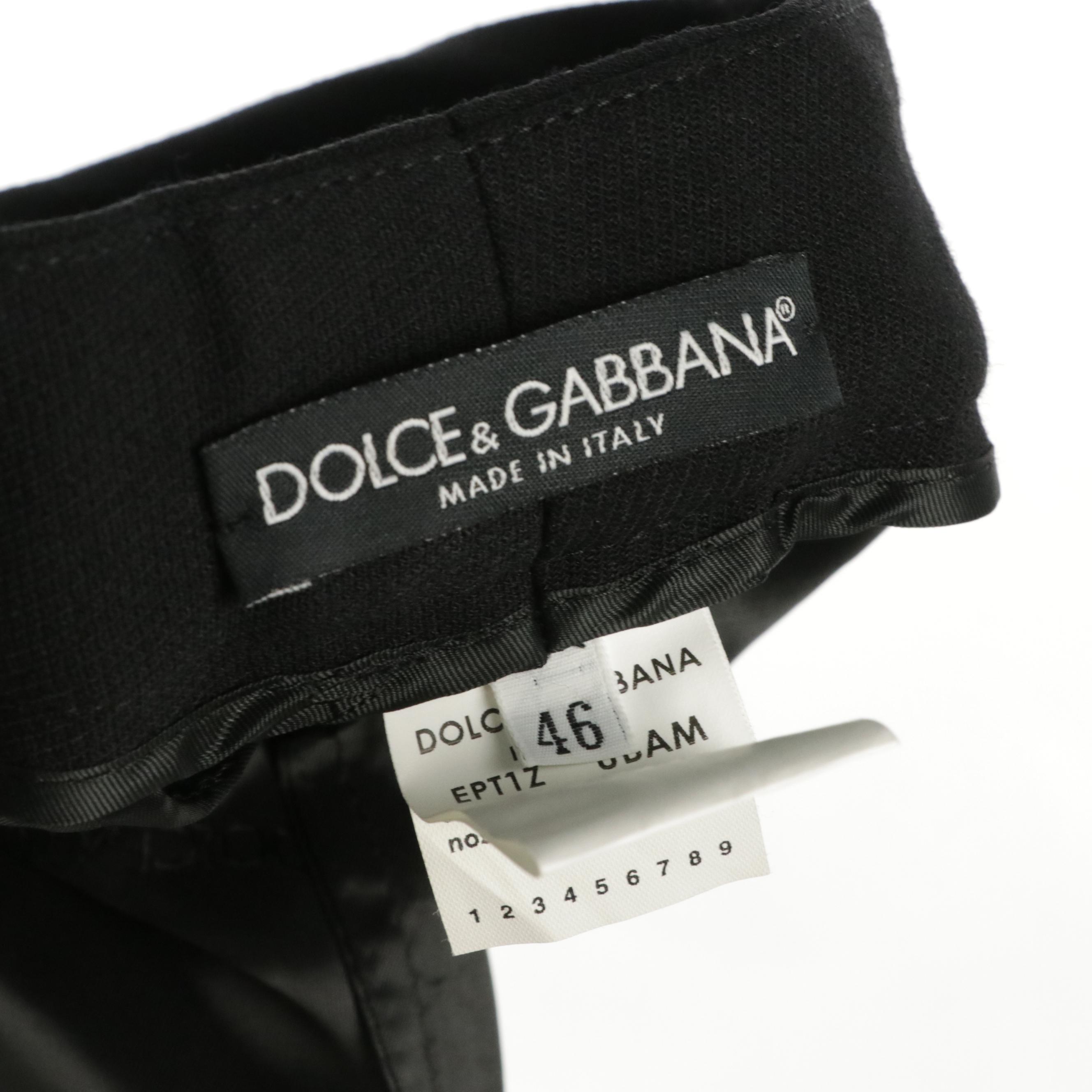 Dolce & Gabbana Black Wool Blend Straight-Leg Trousers, With Tag