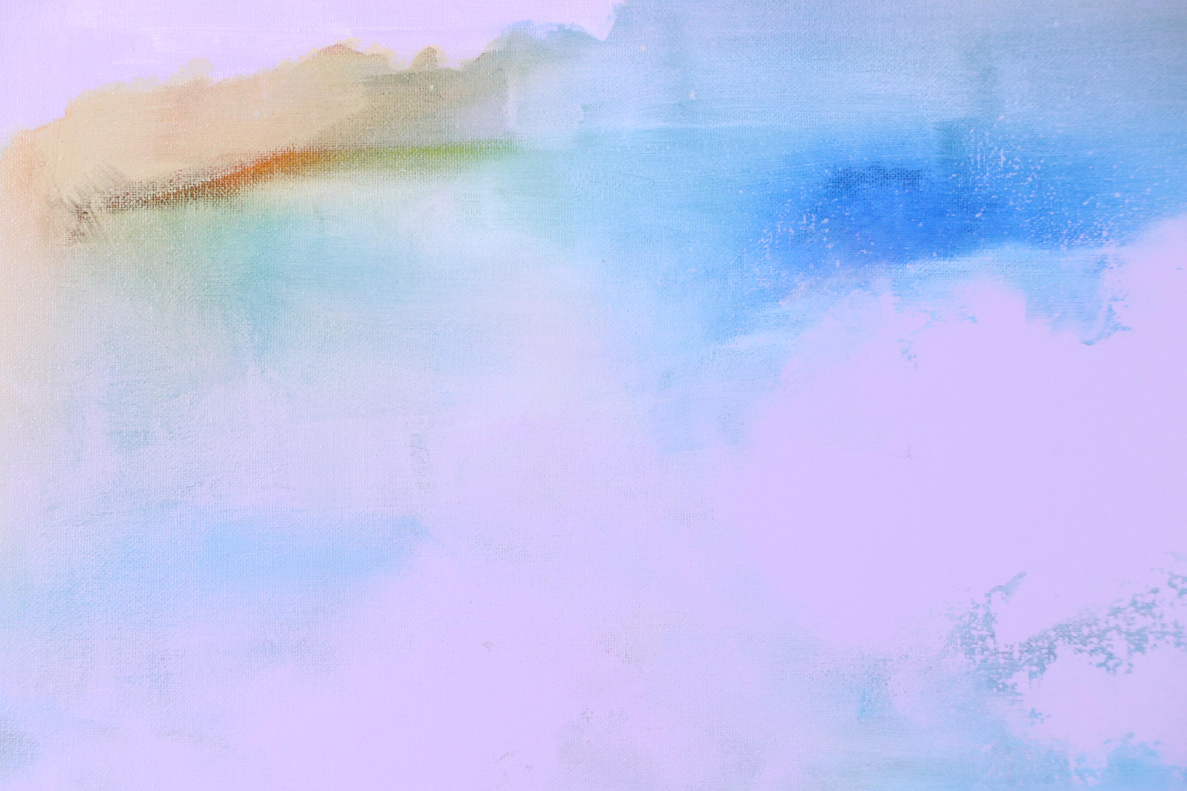 Milagros Pongo Landscape Mixed Media Painting "Islandia," 21st Century