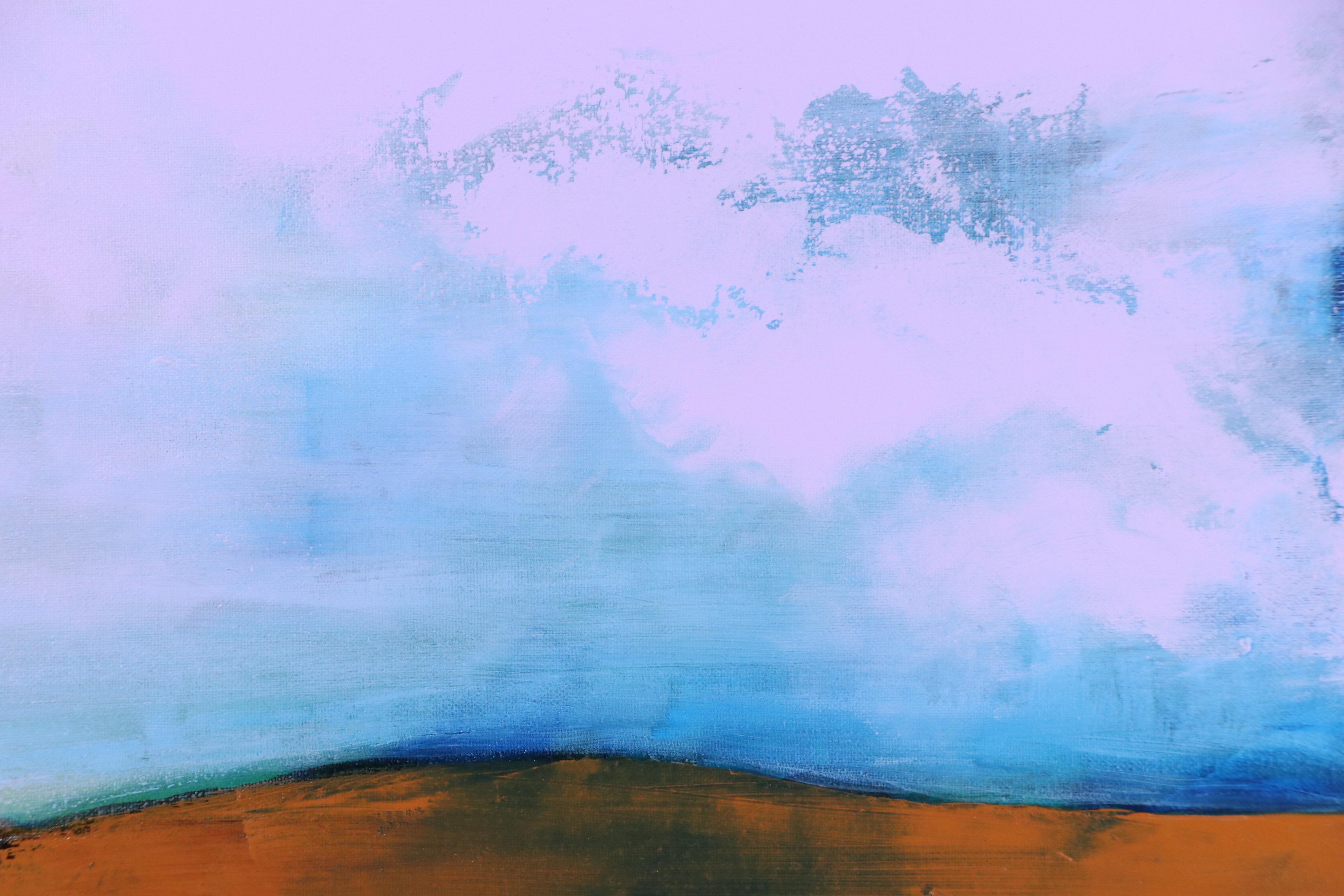 Milagros Pongo Landscape Mixed Media Painting "Islandia," 21st Century