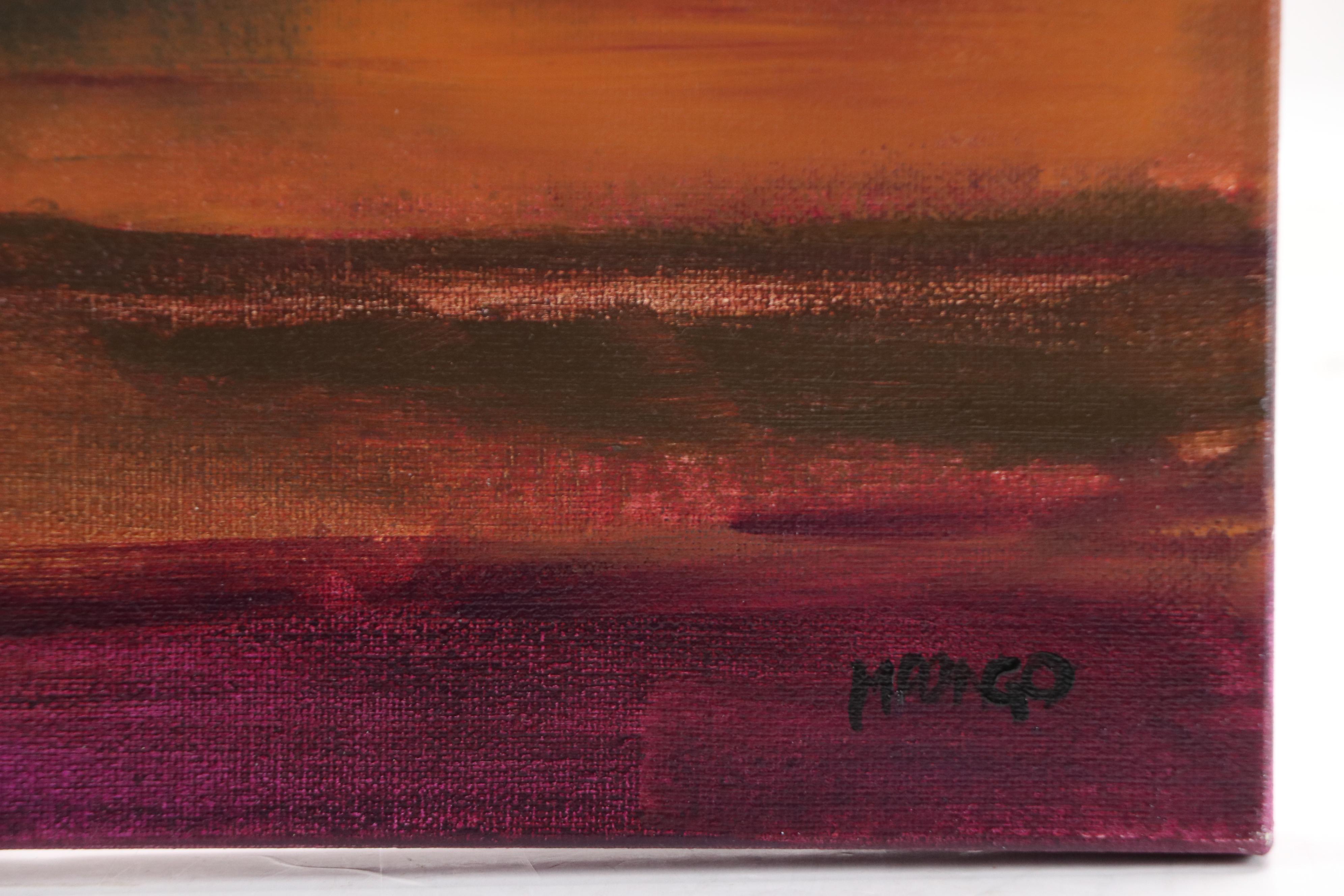 Milagros Pongo Landscape Mixed Media Painting "Islandia," 21st Century