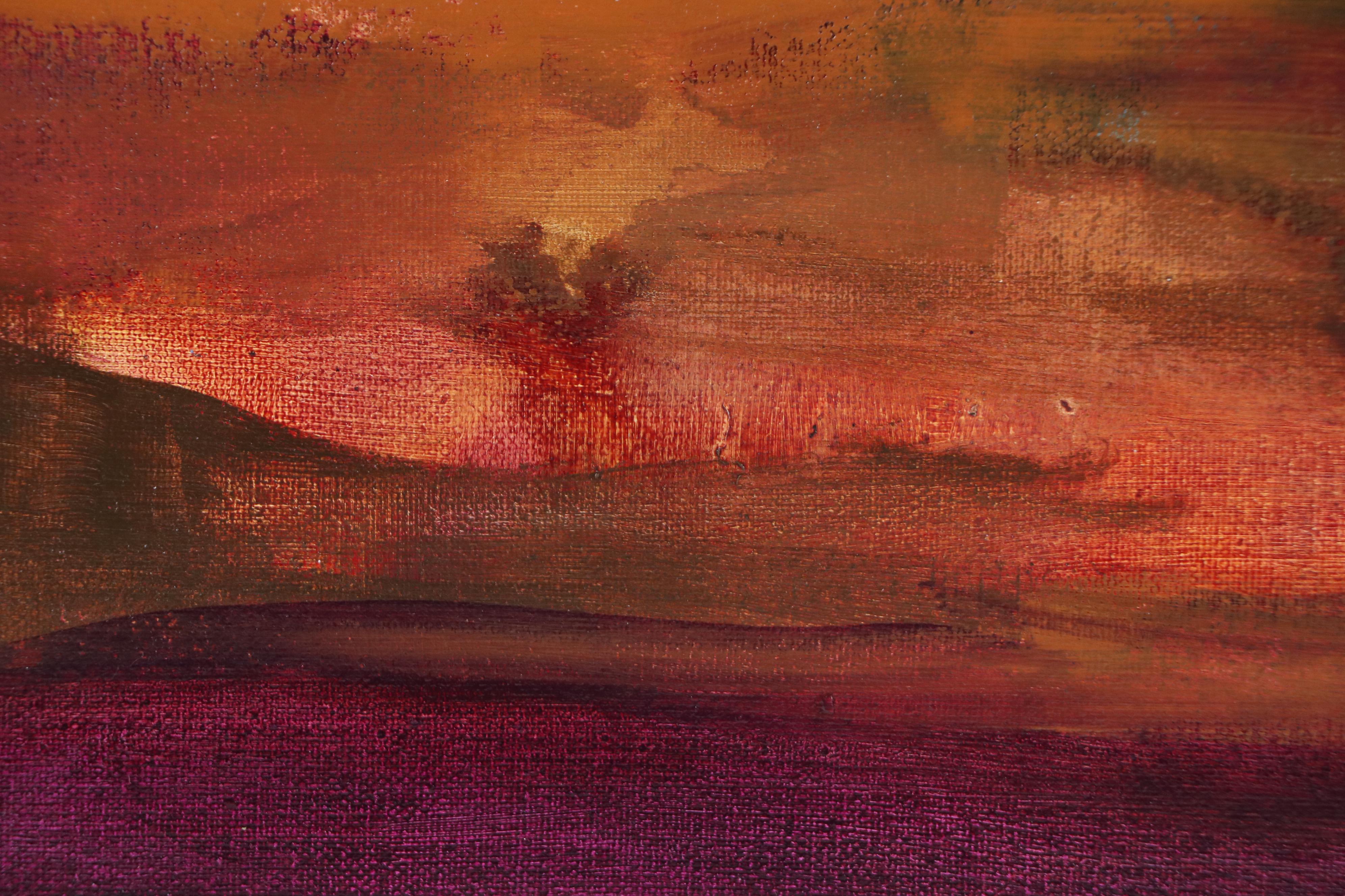 Milagros Pongo Landscape Mixed Media Painting "Islandia," 21st Century