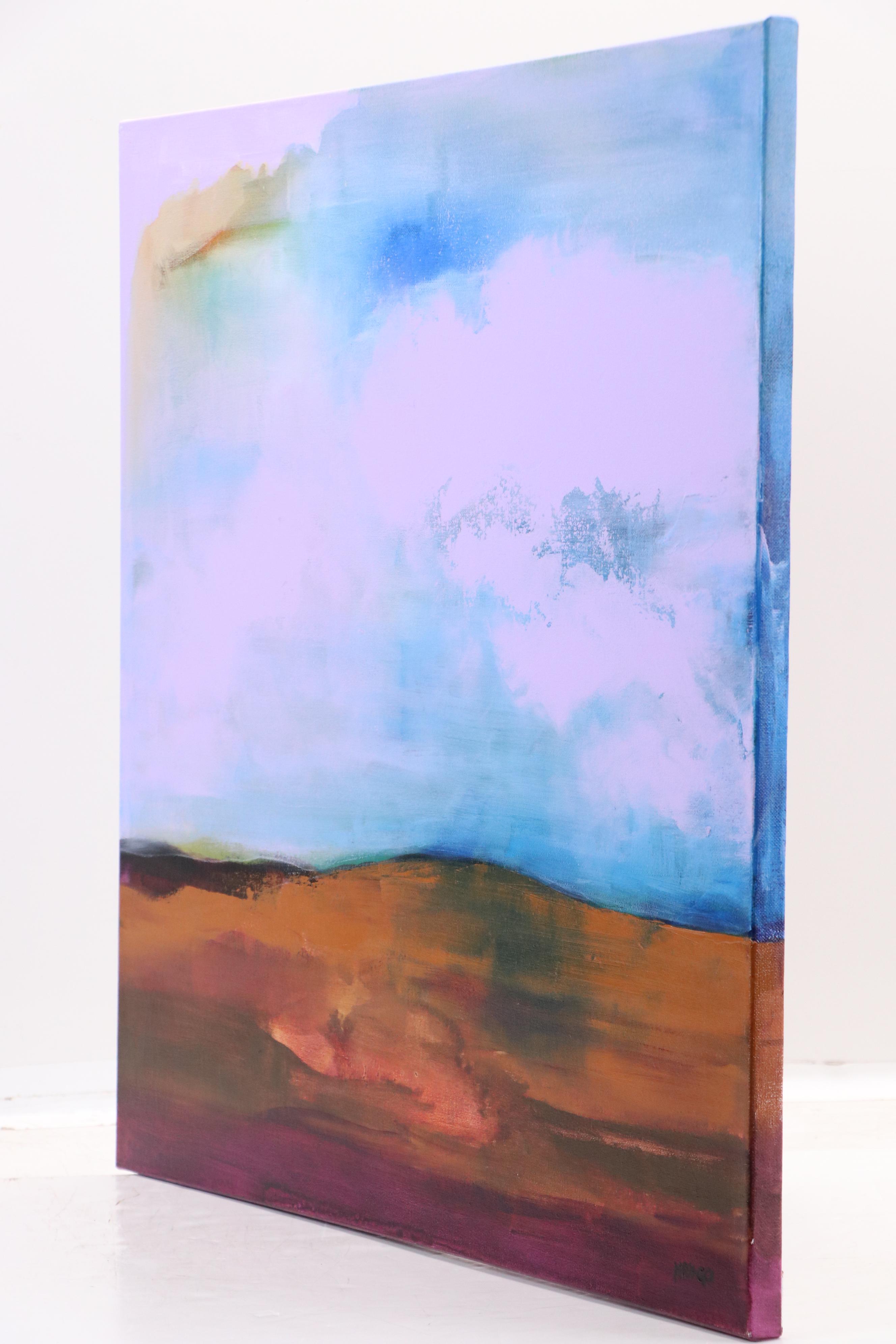 Milagros Pongo Landscape Mixed Media Painting "Islandia," 21st Century