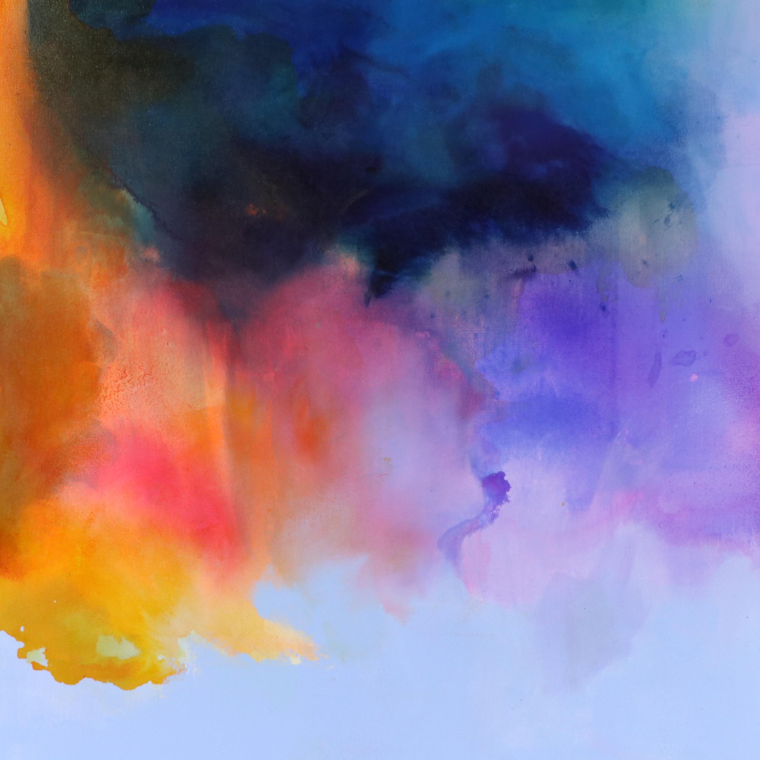 Milagros Pongo Abstract Mixed Media Painting "Northern Lights," 21st Century