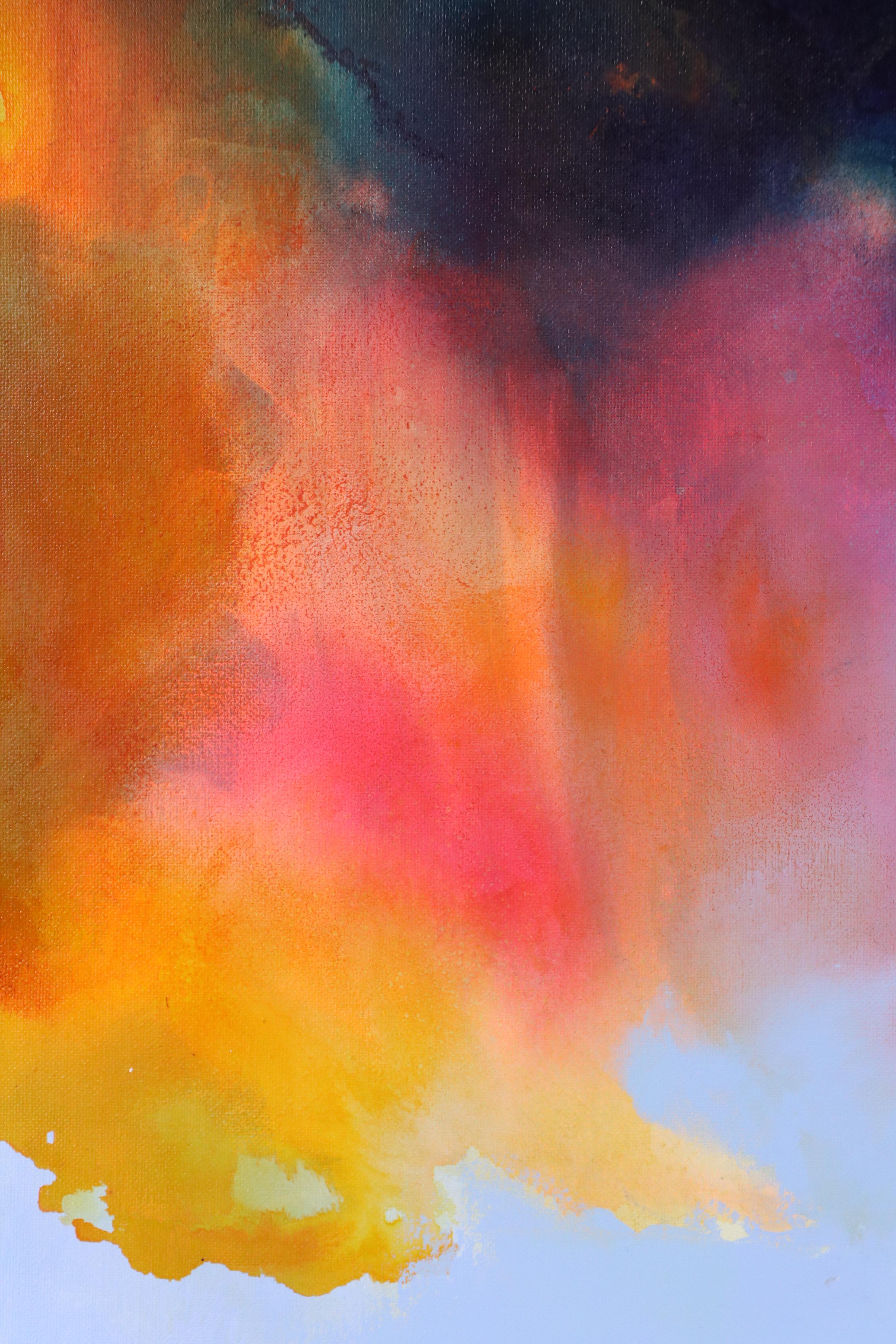 Milagros Pongo Abstract Mixed Media Painting "Northern Lights," 21st Century