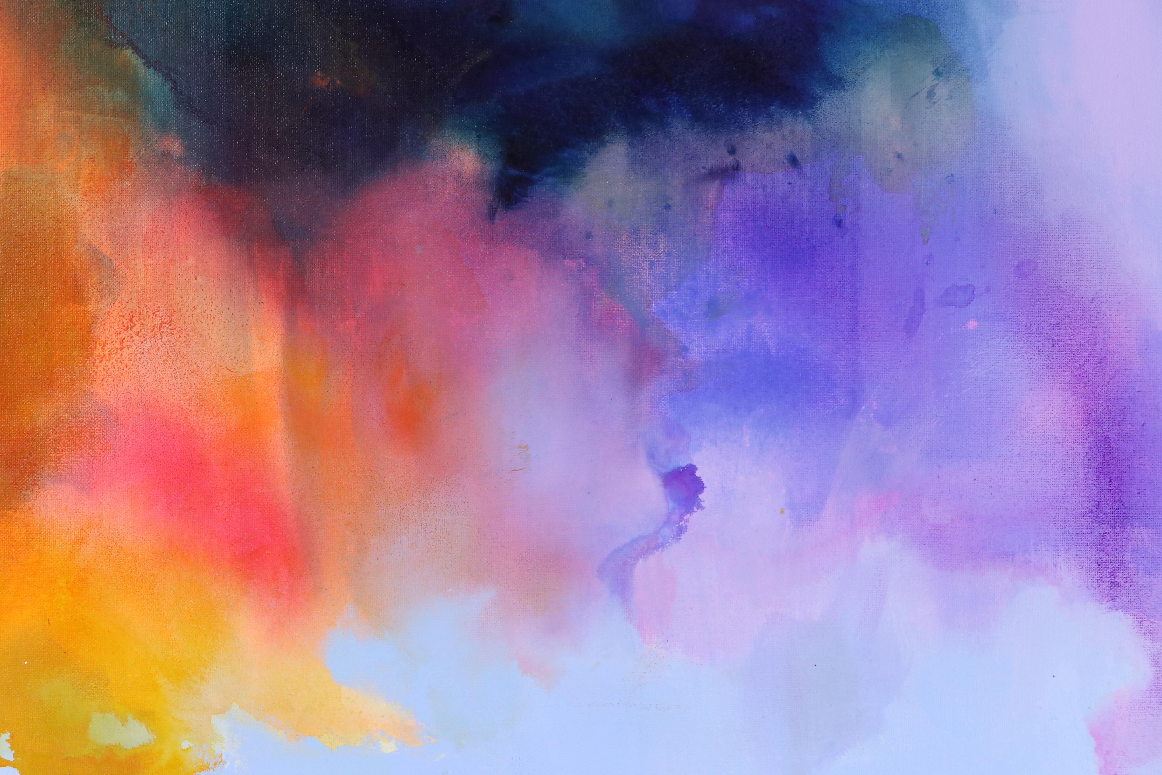 Milagros Pongo Abstract Mixed Media Painting "Northern Lights," 21st Century