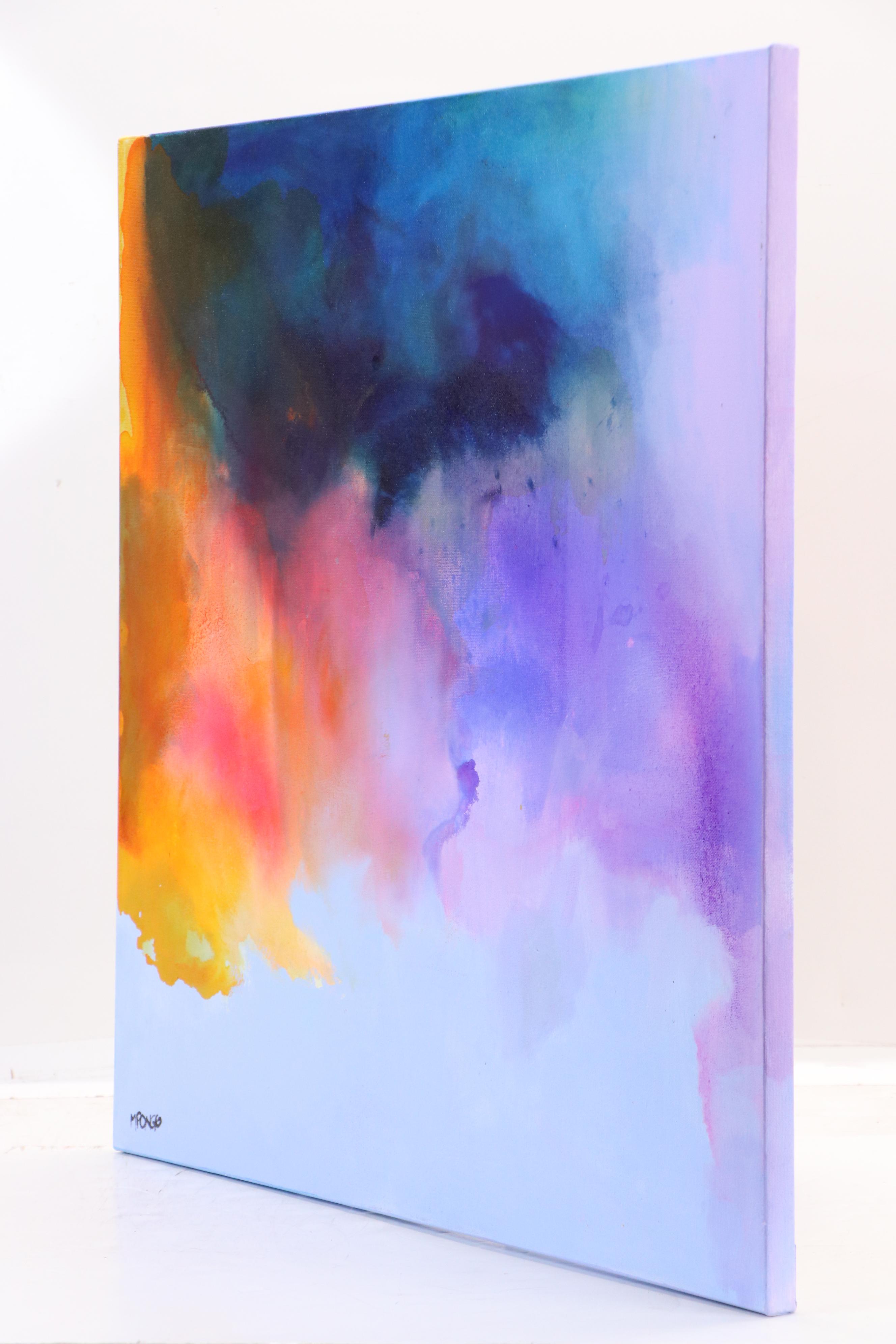 Milagros Pongo Abstract Mixed Media Painting "Northern Lights," 21st Century