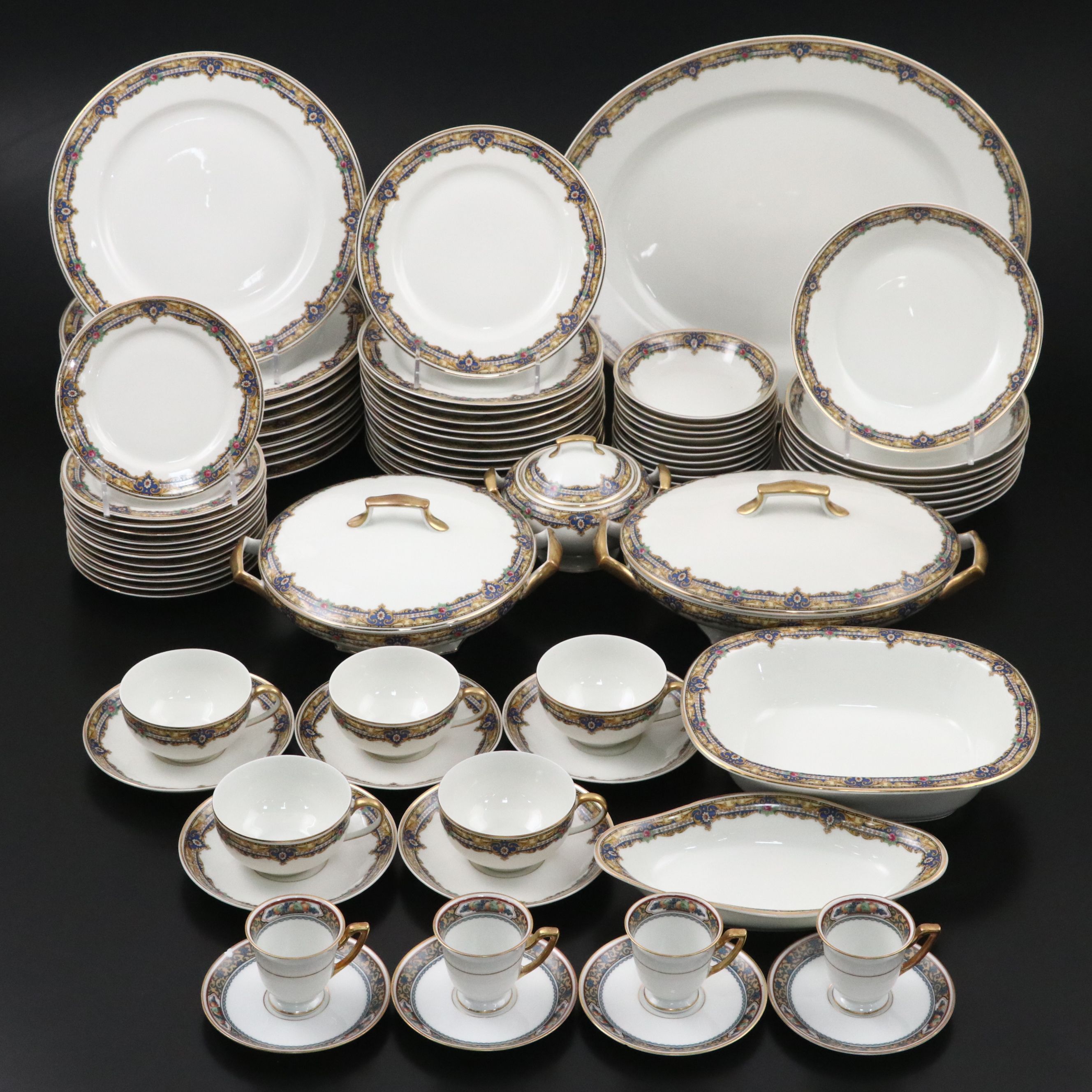 French Tressemanes & Vogt Gilt Porcelain Dinnerware