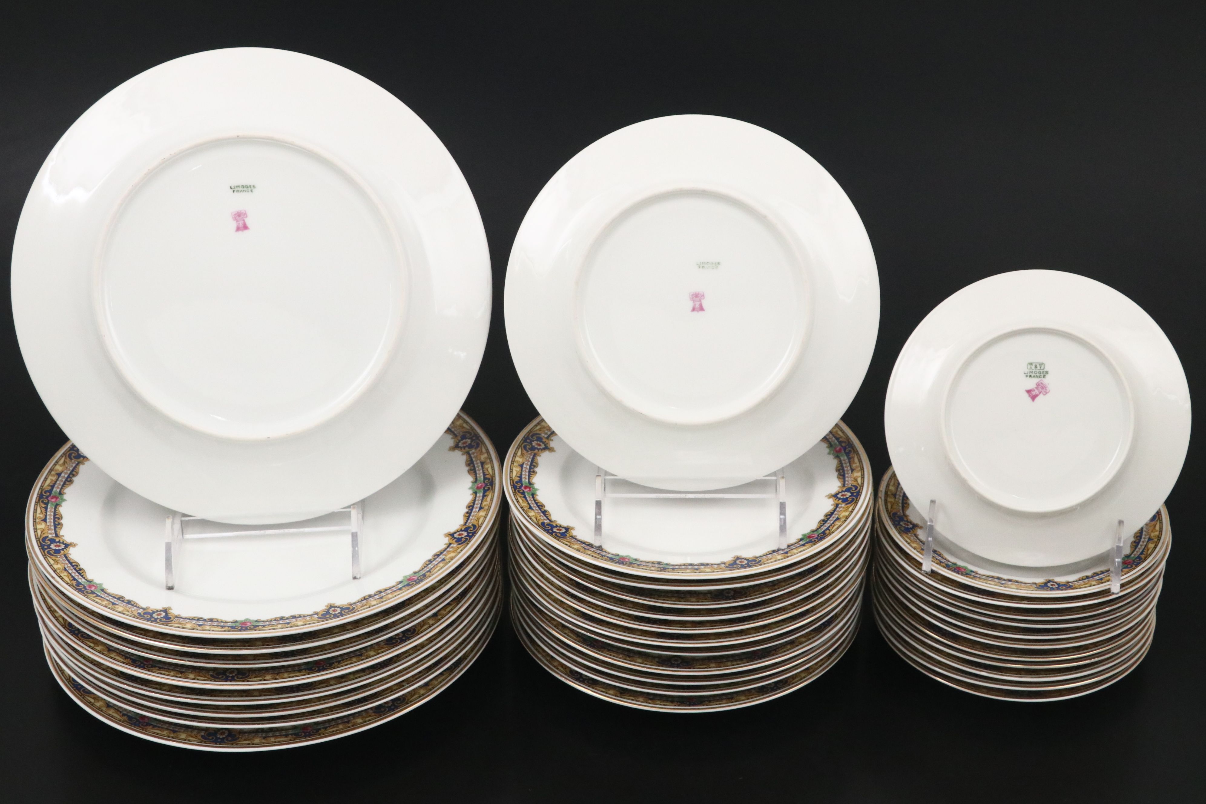 French Tressemanes & Vogt Gilt Porcelain Dinnerware