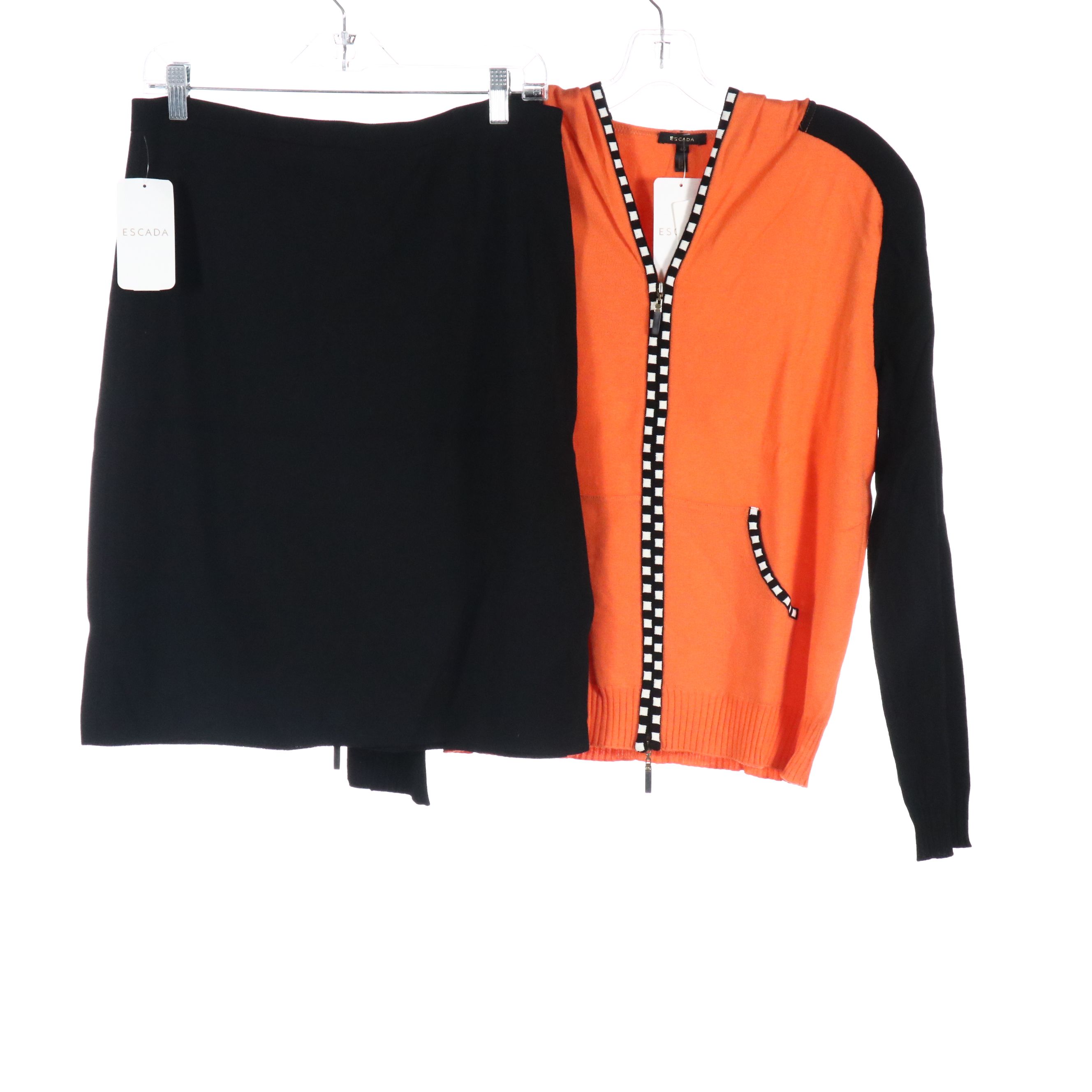 Escada Orange Striped Zip Jacket and Pencil Skirt with Knit Tank Tops, w/ Tags
