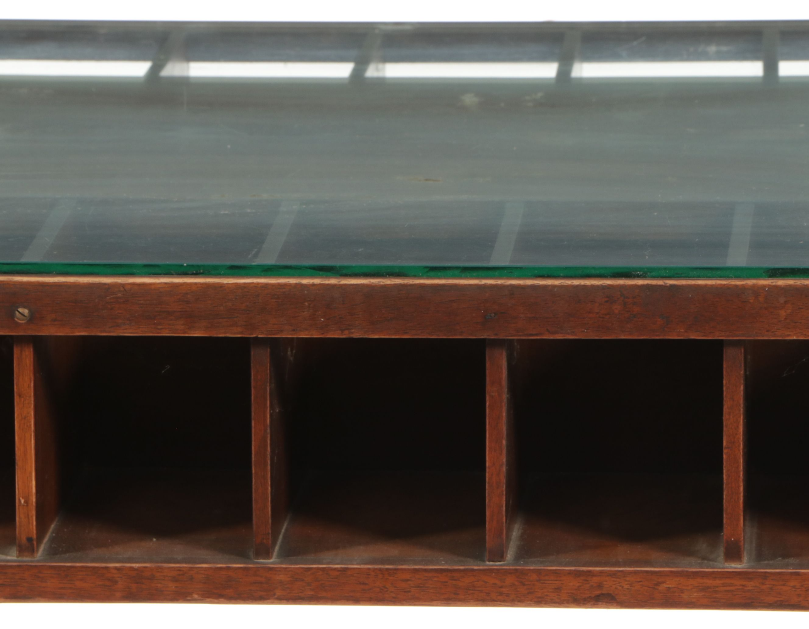 Antique Neoclassical Style Mahogany Bank Table with Glass Top