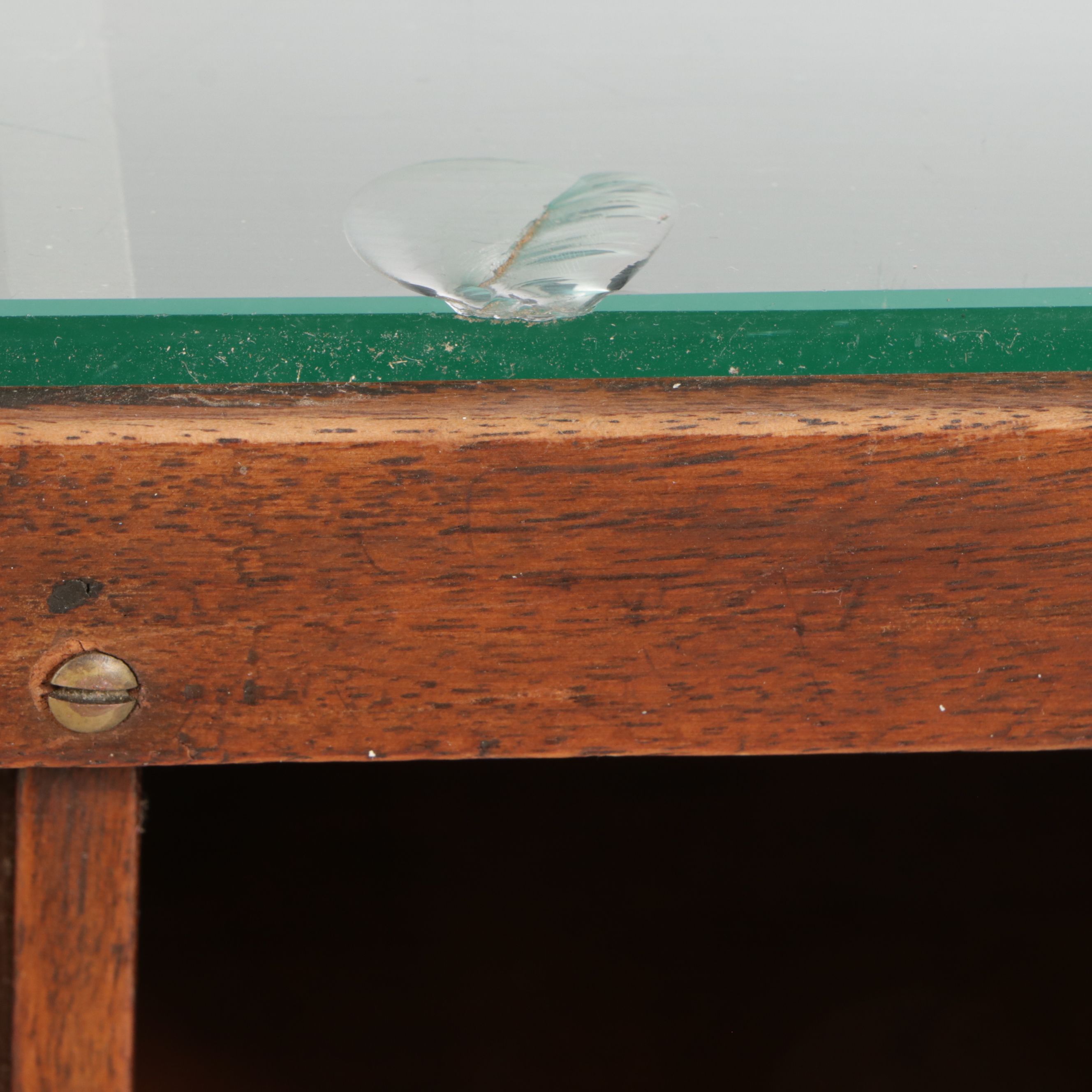 Antique Neoclassical Style Mahogany Bank Table with Glass Top