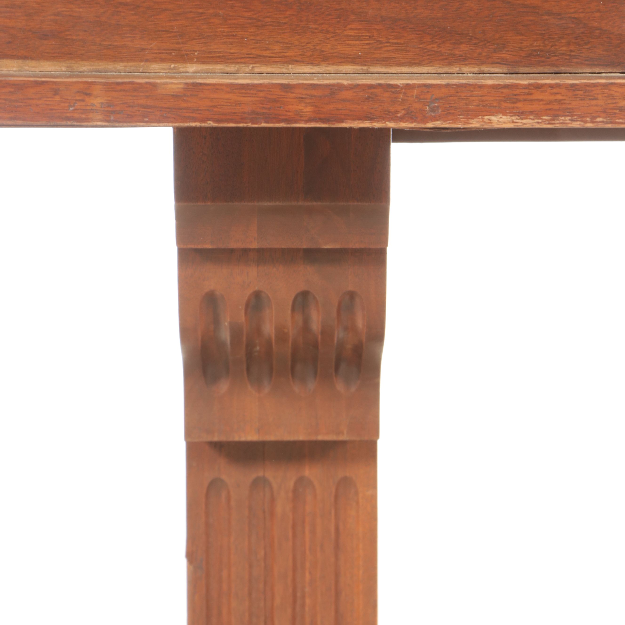 Antique Neoclassical Style Mahogany Bank Table with Glass Top