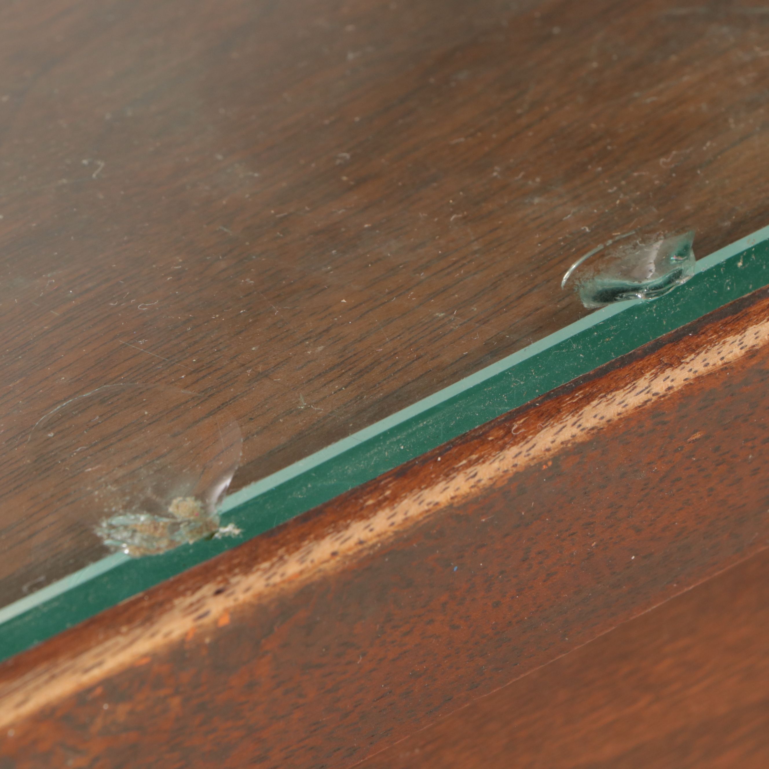 Antique Neoclassical Style Mahogany Bank Table with Glass Top