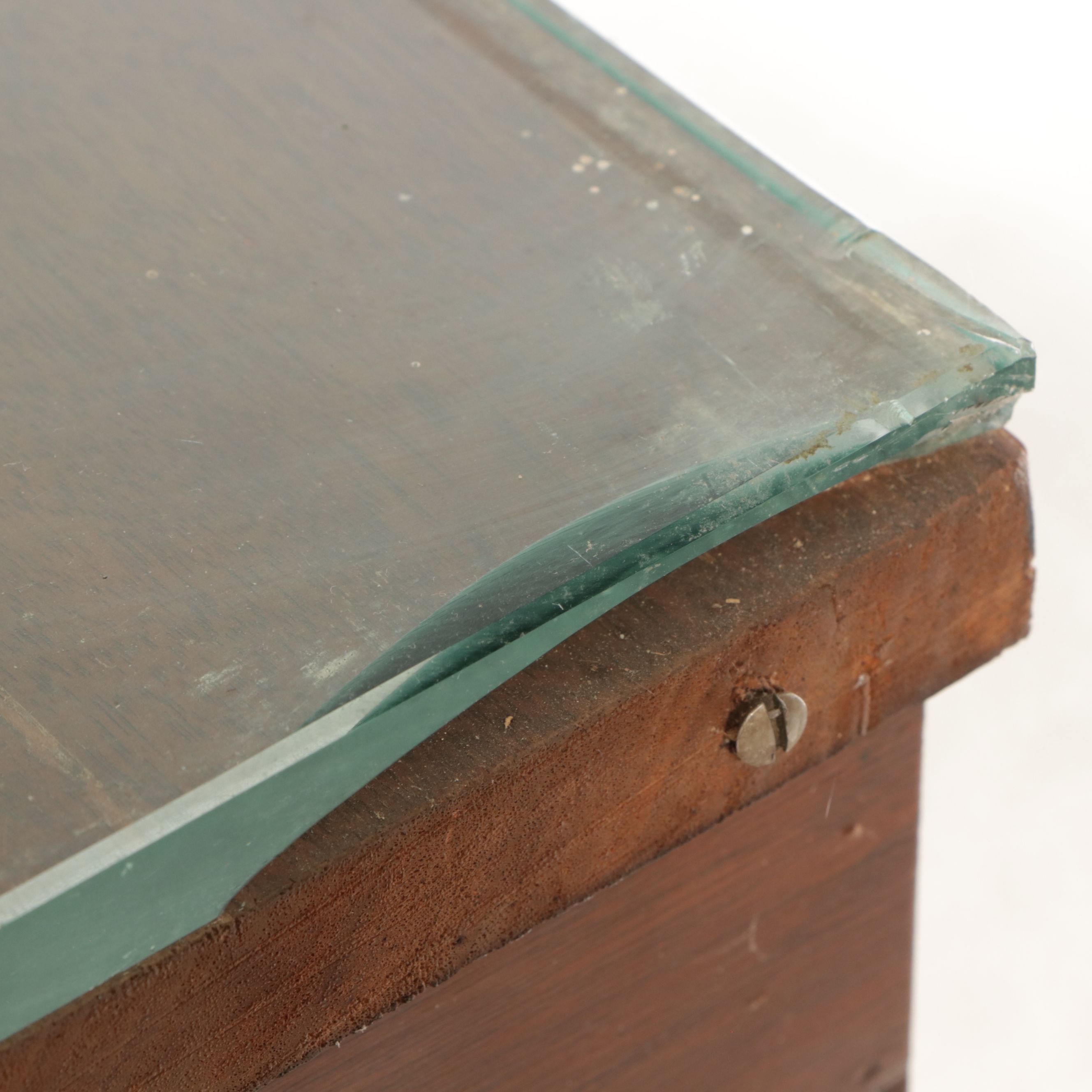 Antique Neoclassical Style Mahogany Bank Table with Glass Top